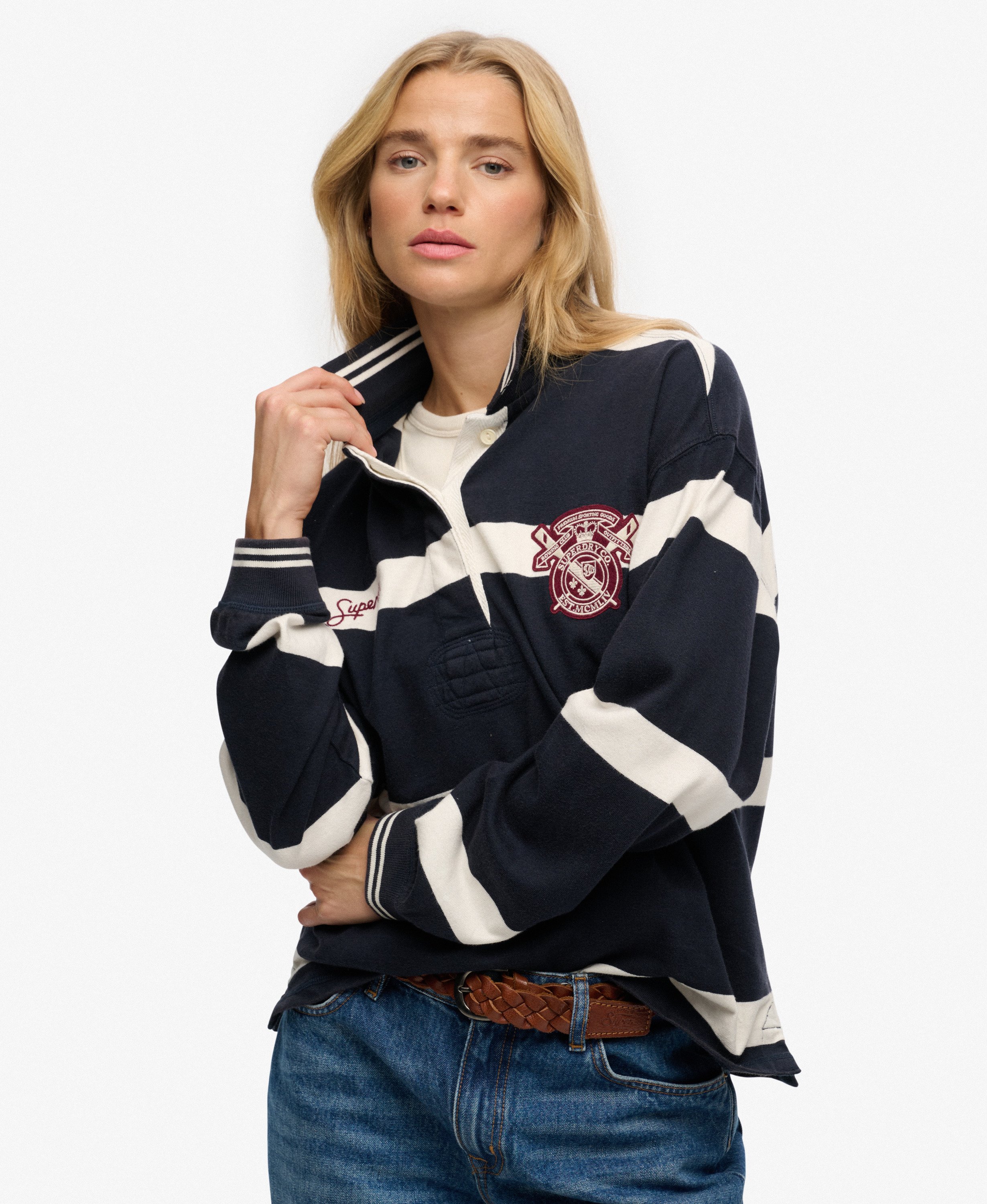 Polo de Rugby Crest Stripe, SUPERDRY