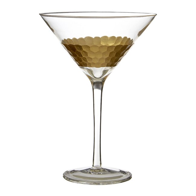 Set of 2 Gold Honeycomb Cocktail Glasses 250ml, gold-coloured, SO'HOME
