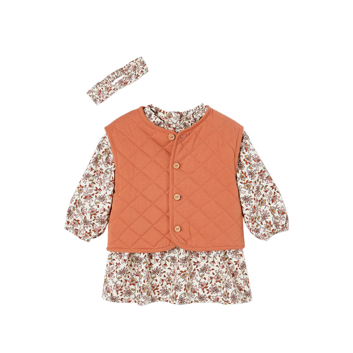 Ensemble de naissance fille robe, gilet et collant