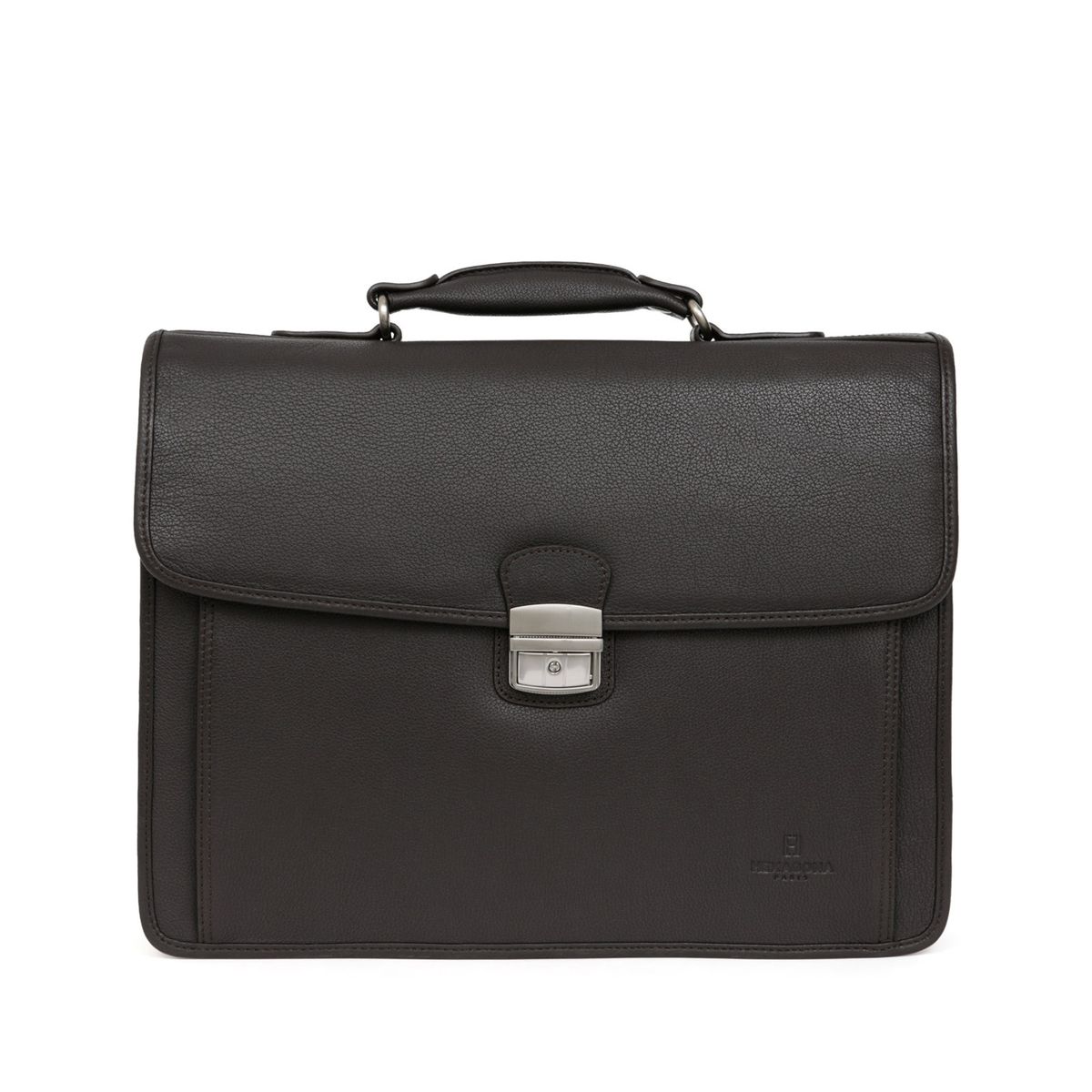 Cartable Serviette Hexagona En Cuir Chocolat - 40x28x17.5 Cm - Réf. 54445 - Neuf Avec étiquettes