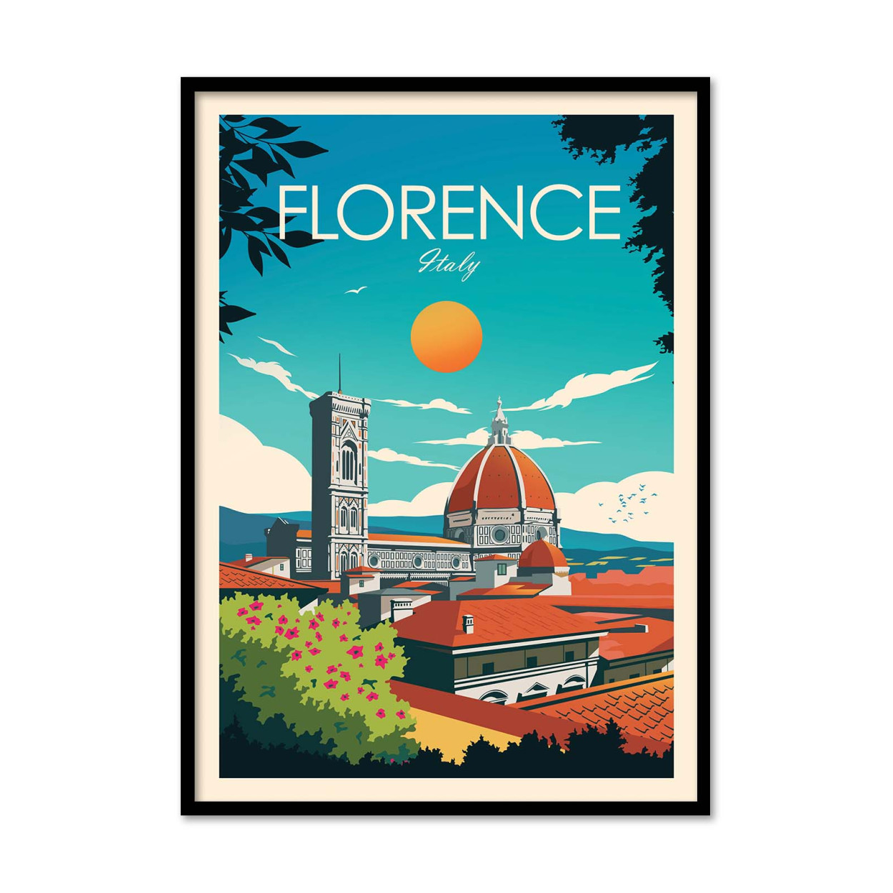 Affiche d’art et cadre noir 30 x 40 cm - Florence Italy - Studio Inception, WALL EDITIONS