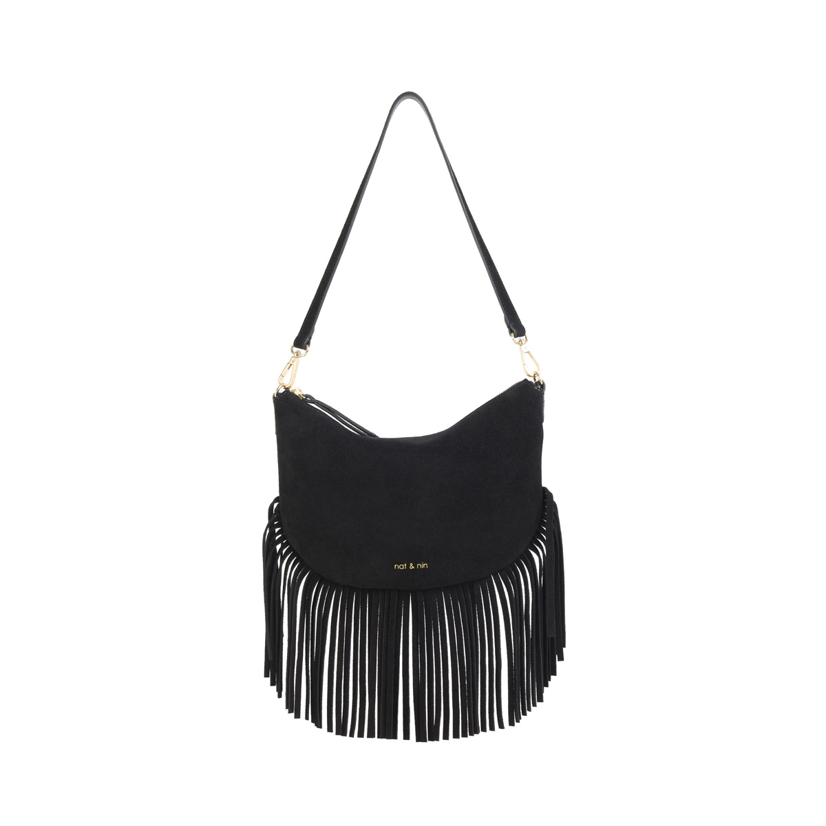 Sac à bandoulière en cuir, LUNE FRANGE, NAT & NIN