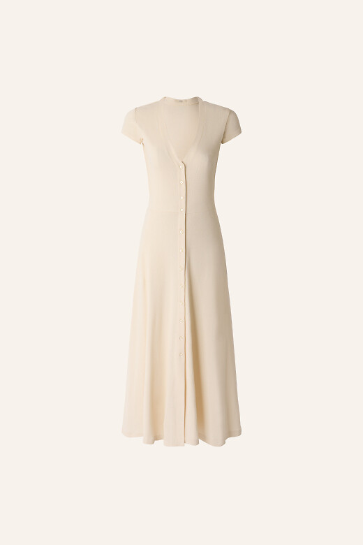 Nea Cotton Midi Dress with V-Neck and Short Sleeves, SESSUN