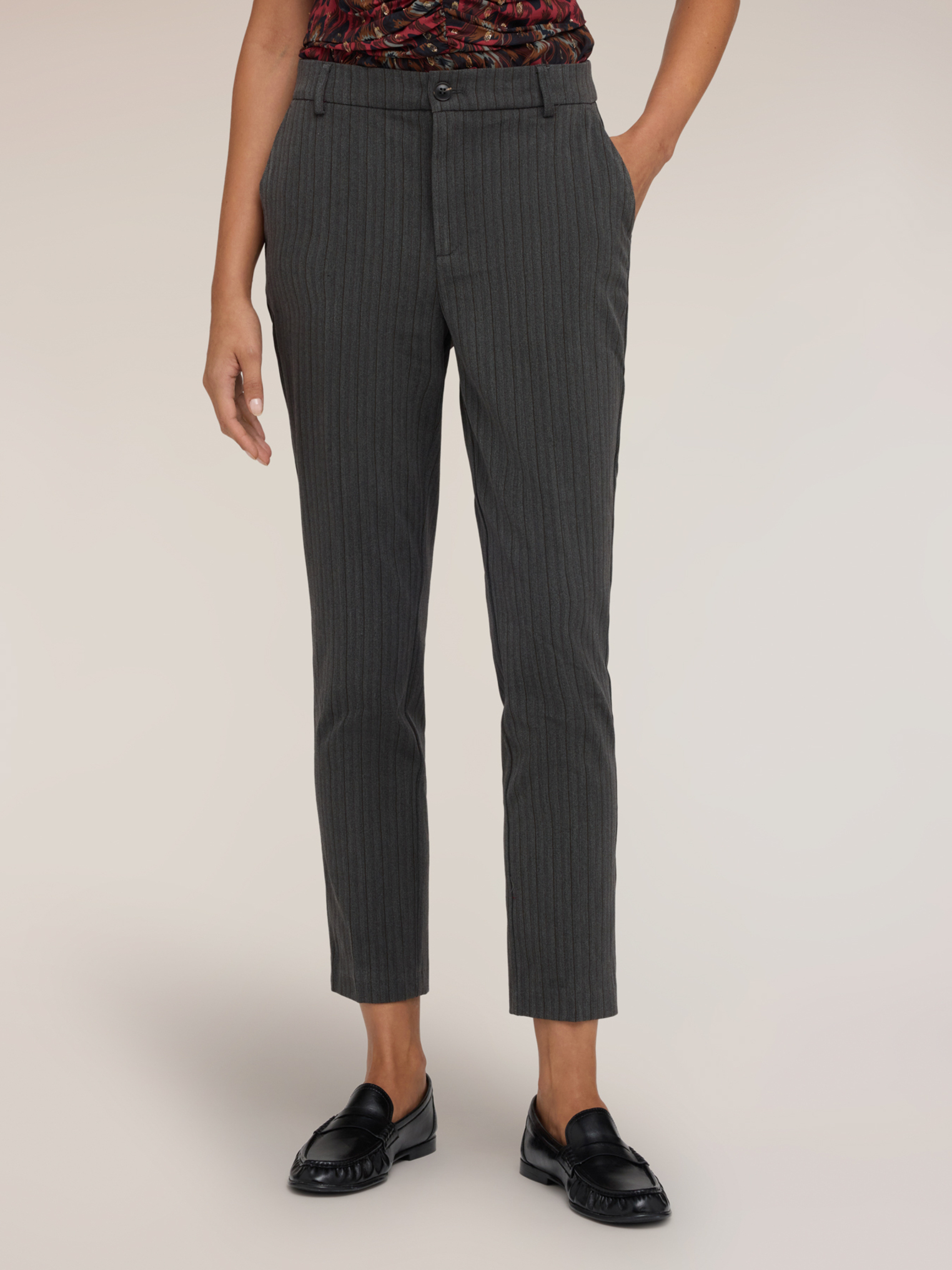 Pantalon slim à motif rayé craie, MOTIVI