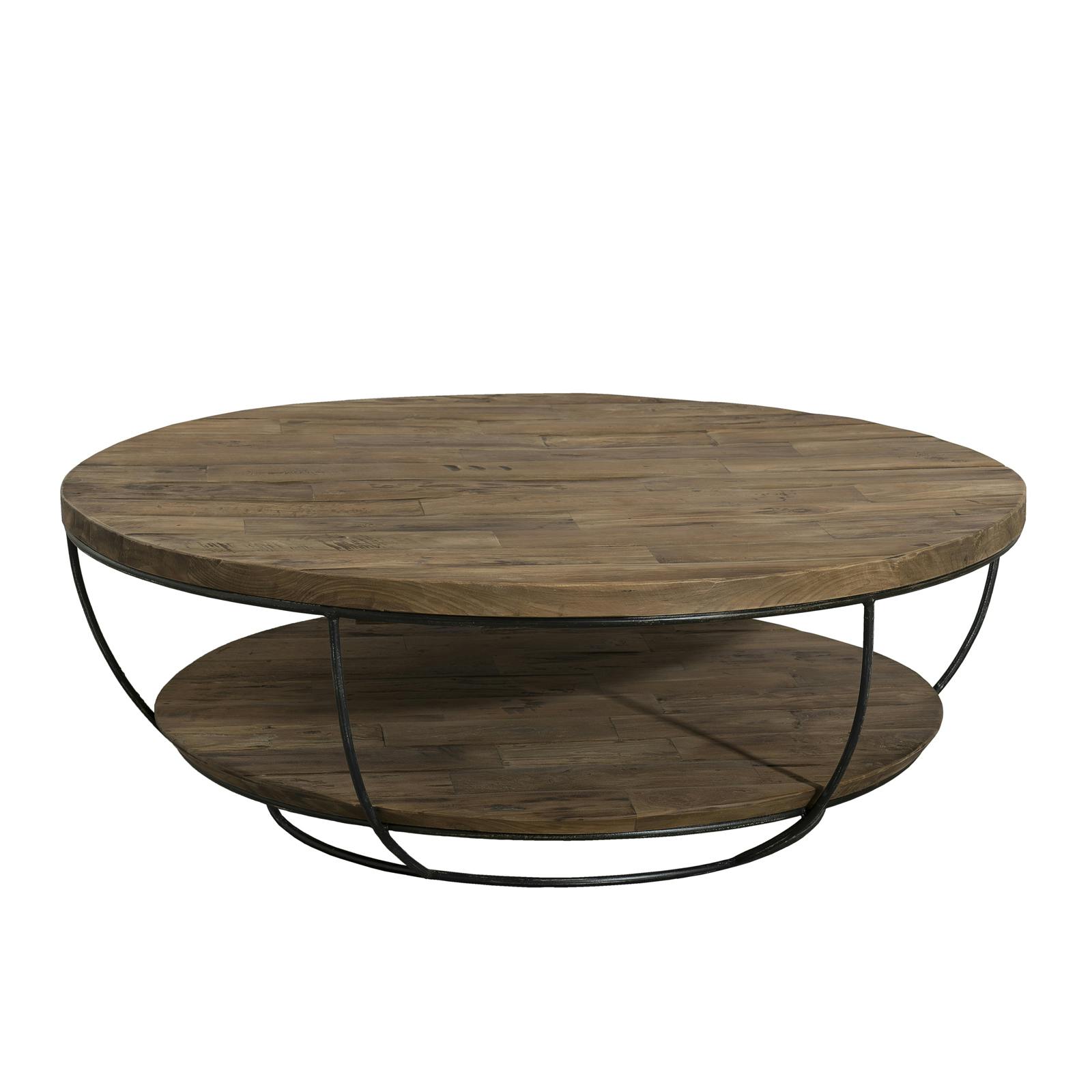 Table basse en teck ronde double plateau SWING, PIER IMPORT