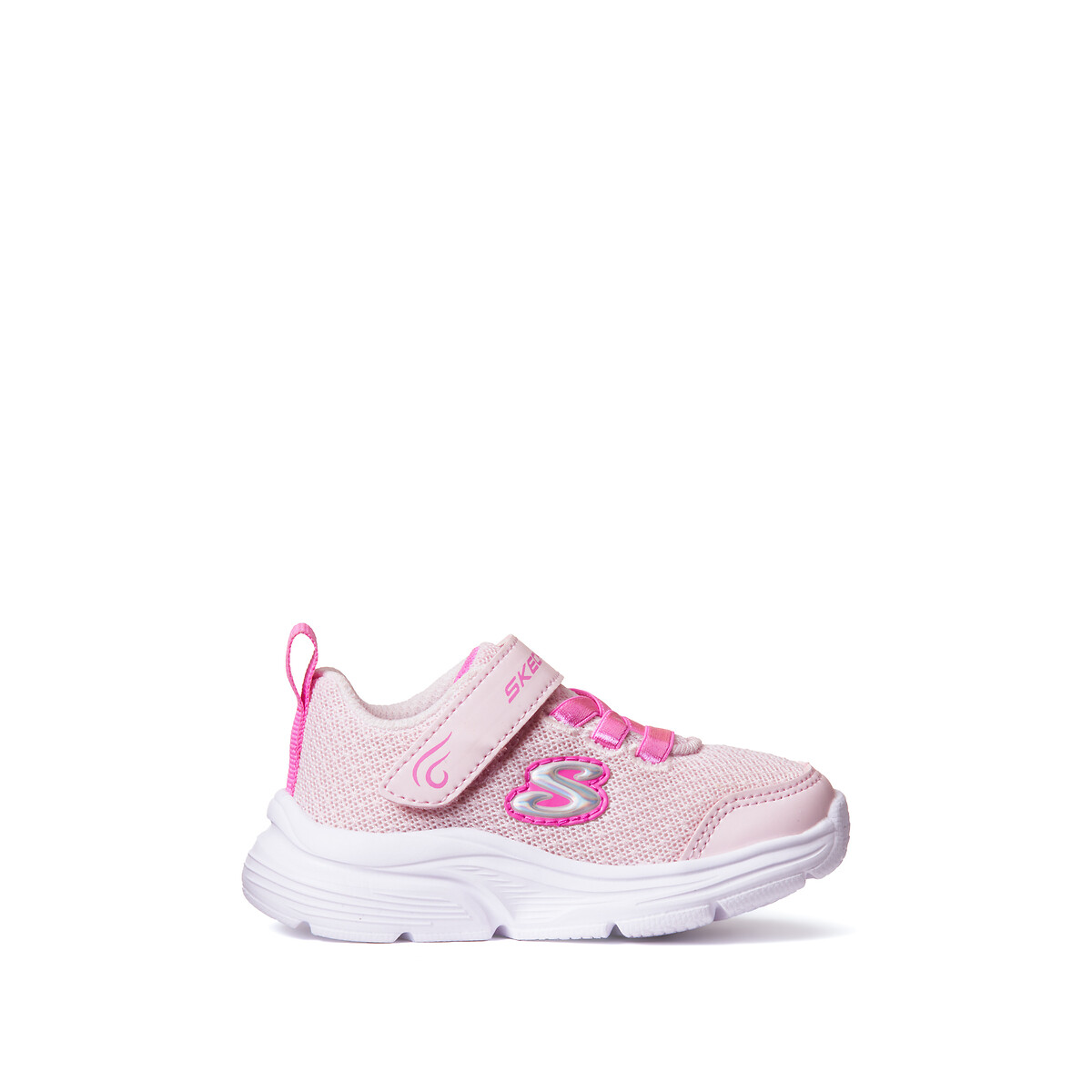 Kids wavy lites trainers with touch n close fastening pink
