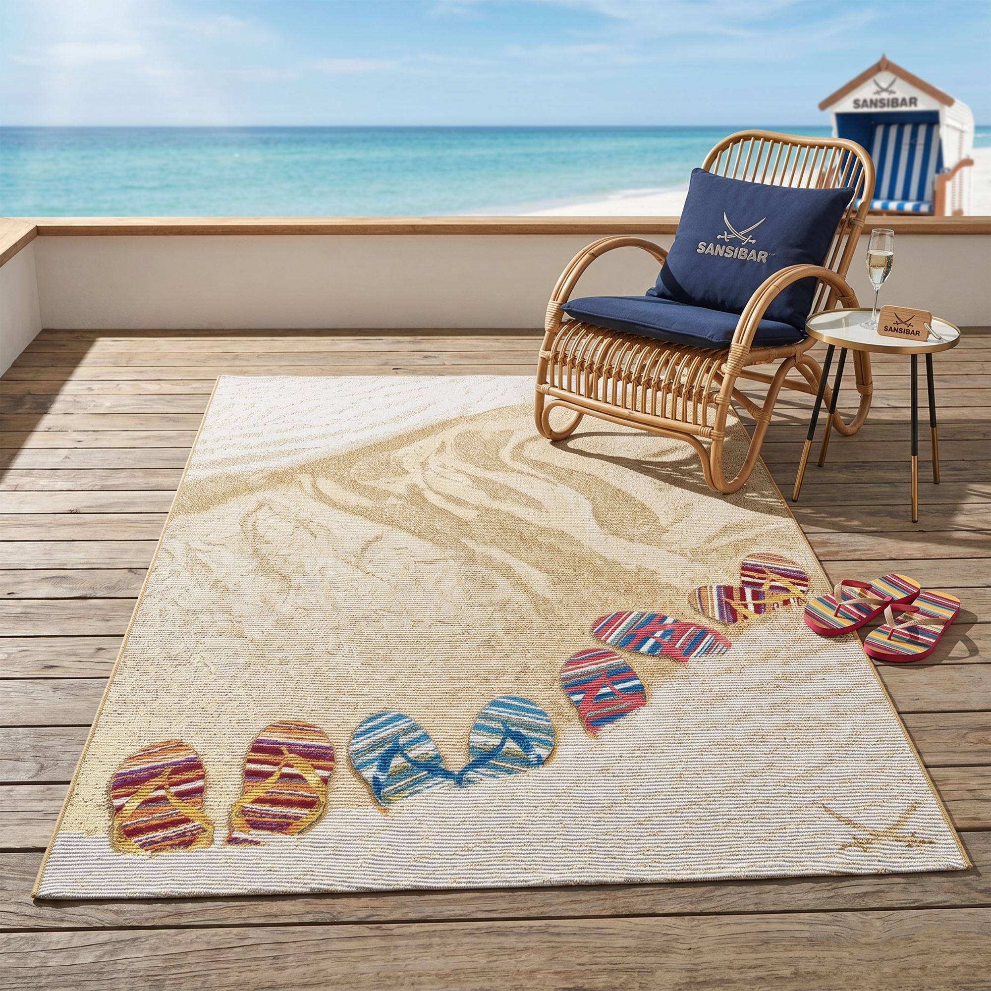 Tapis d'été pour l'intérieur et l'extérieur - RANTUM BEACH, THEKO