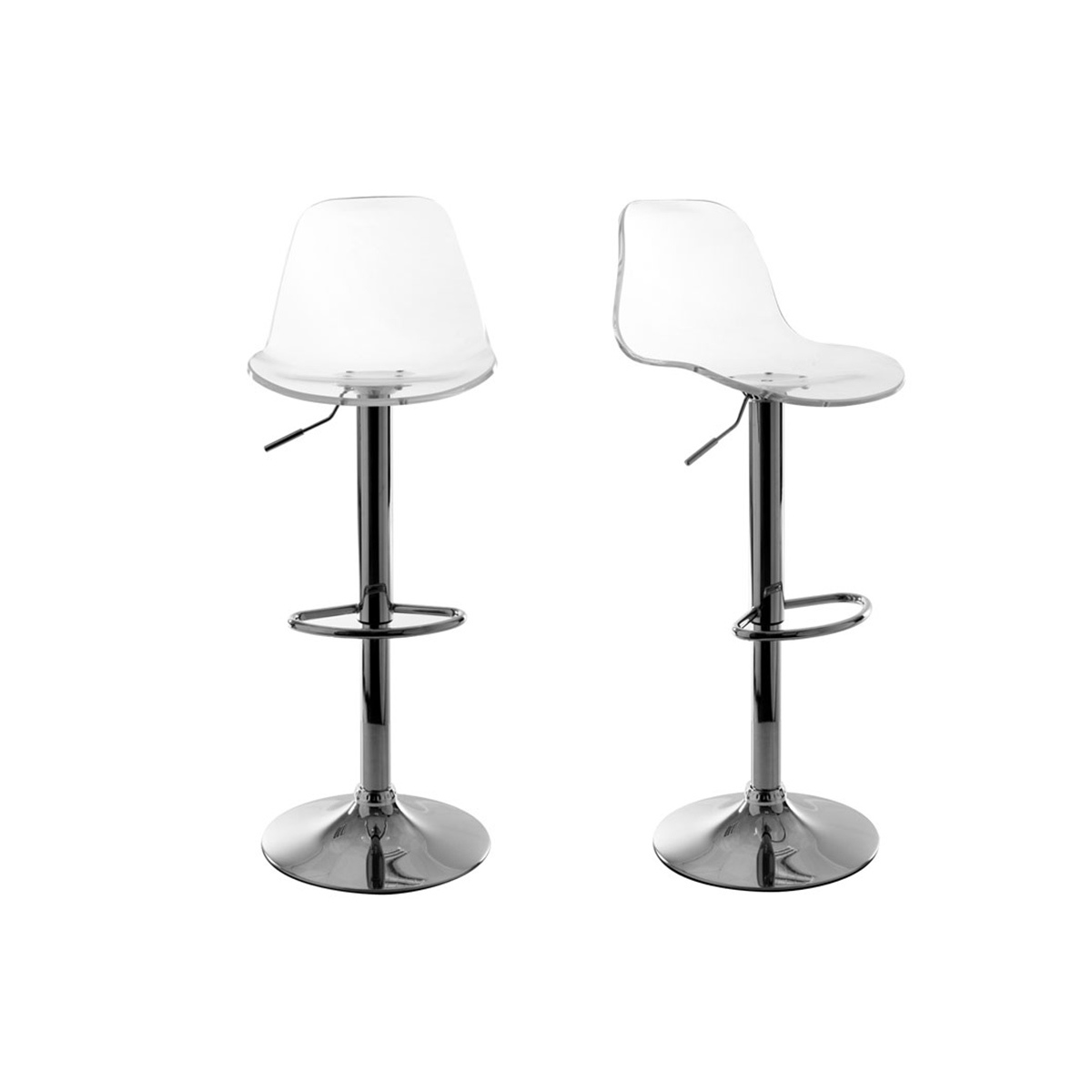 Tabourets de bar design réglables transparents (lot de 2) GALILEO, MILIBOO