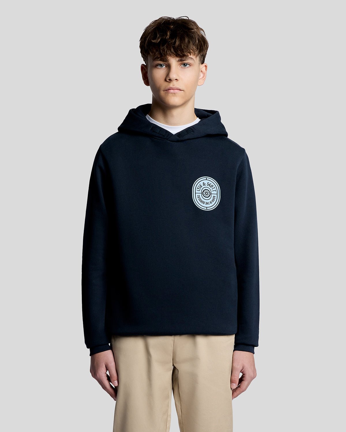 Sweat à capuche graphique badge en coton, LYLE & SCOTT