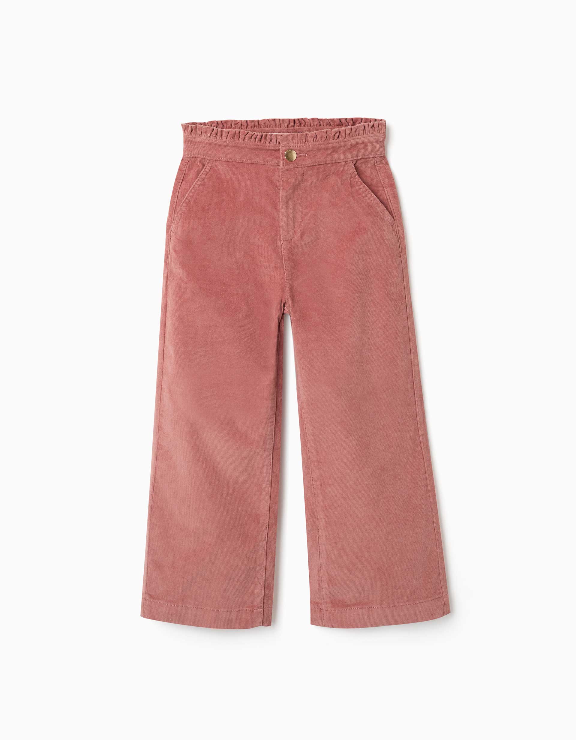 Pantalon en velours côtelé avec taille paperbag à volants, ZIPPY