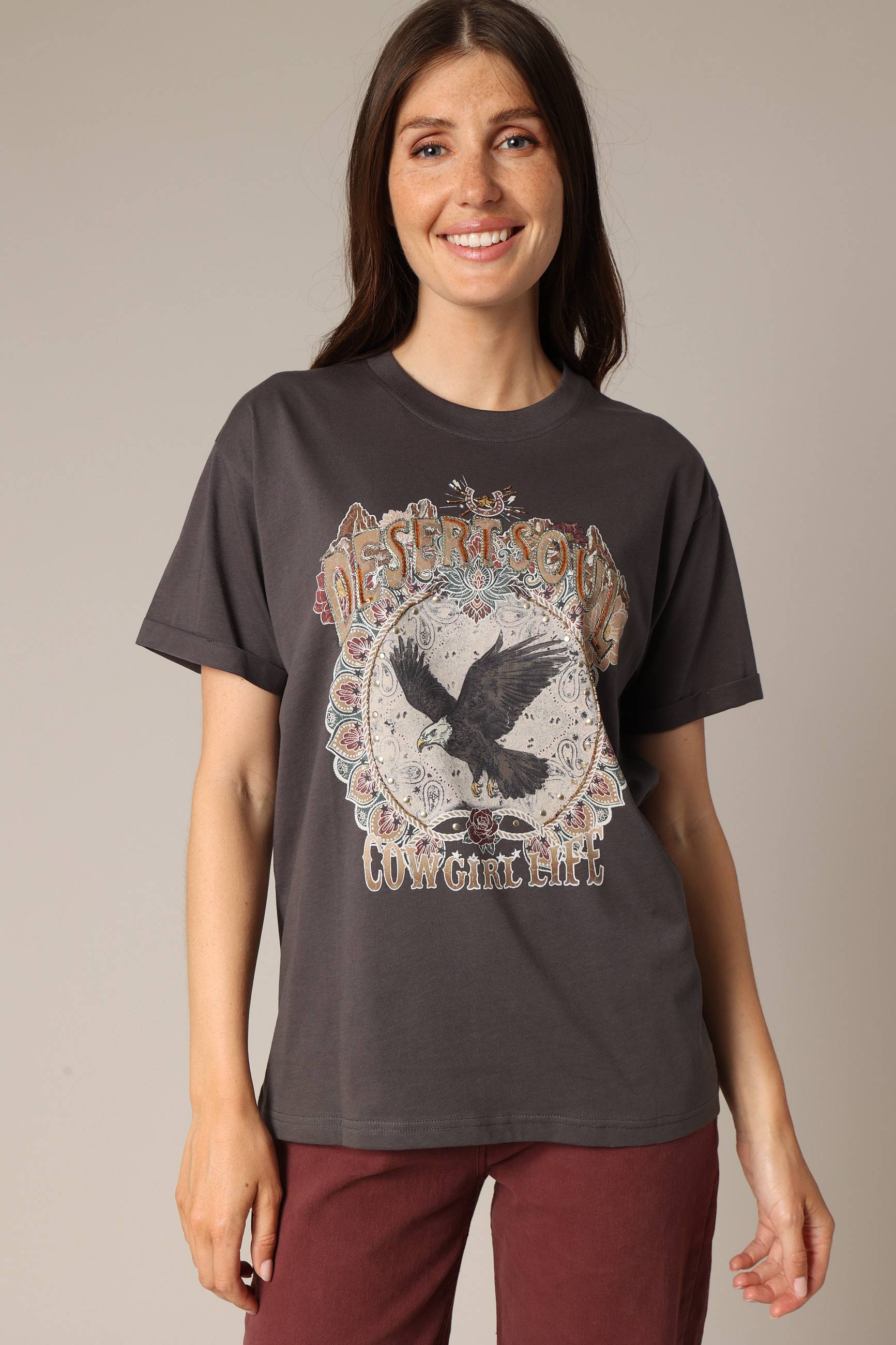 T-shirt en coton avec imprimé aigle et message « desert soul » STATES, DEELUXE