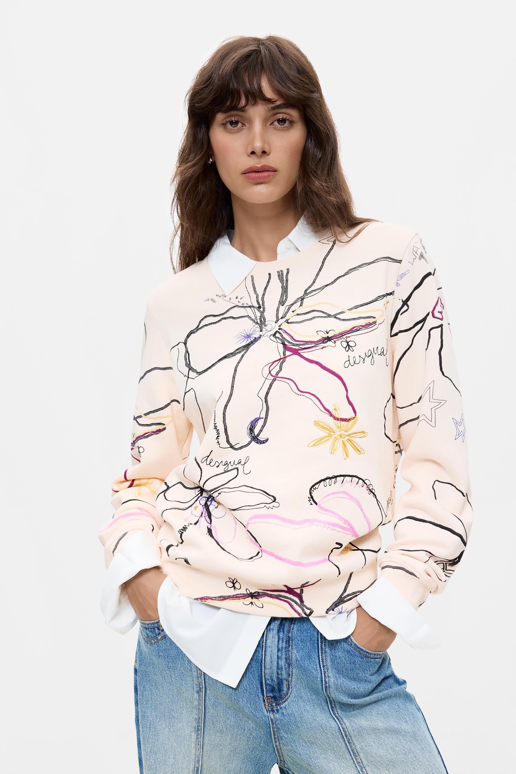 Sweat-shirt à imprimé floral, DESIGUAL