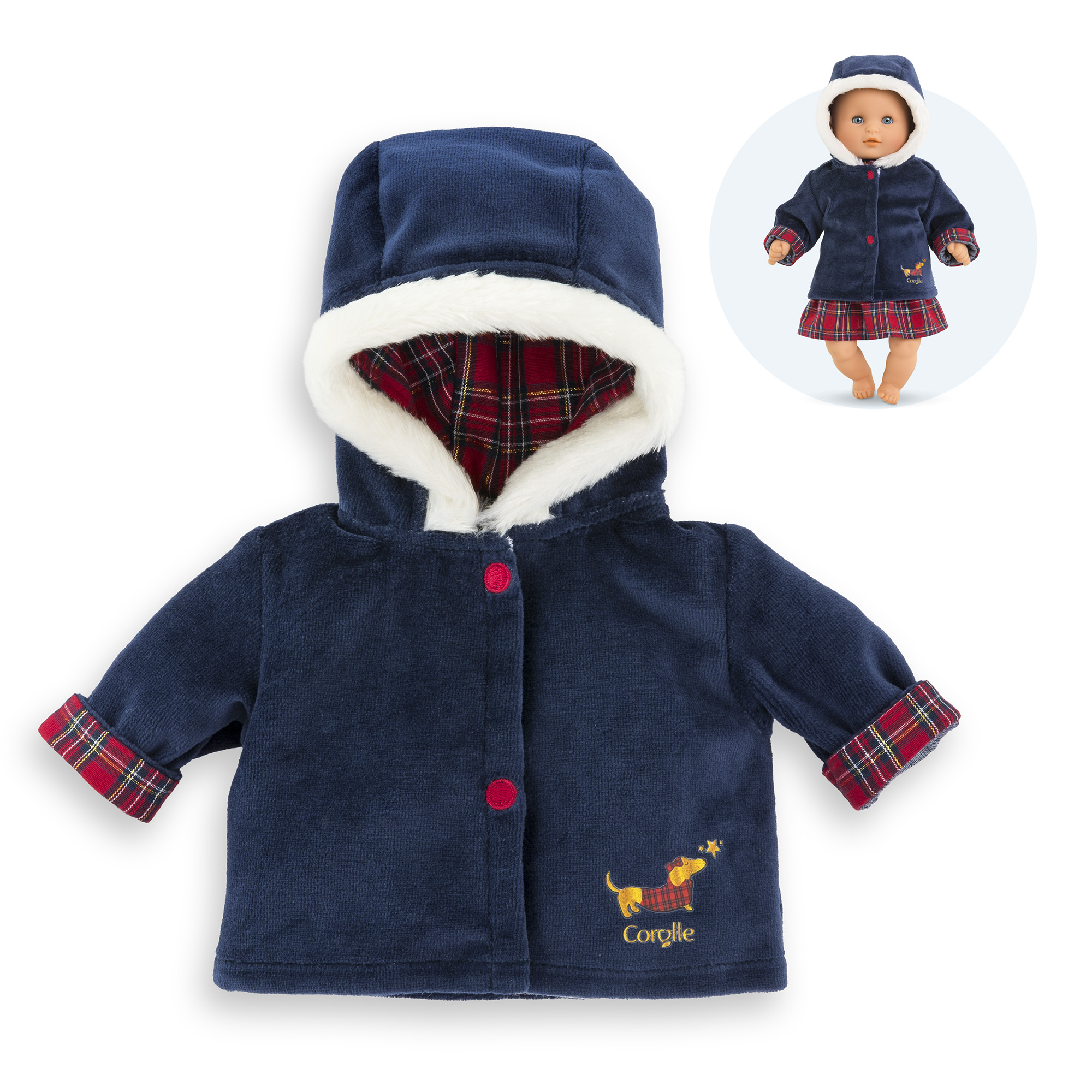 Manteau Corolle en Fêtes pour poupon 30 cm, COROLLE