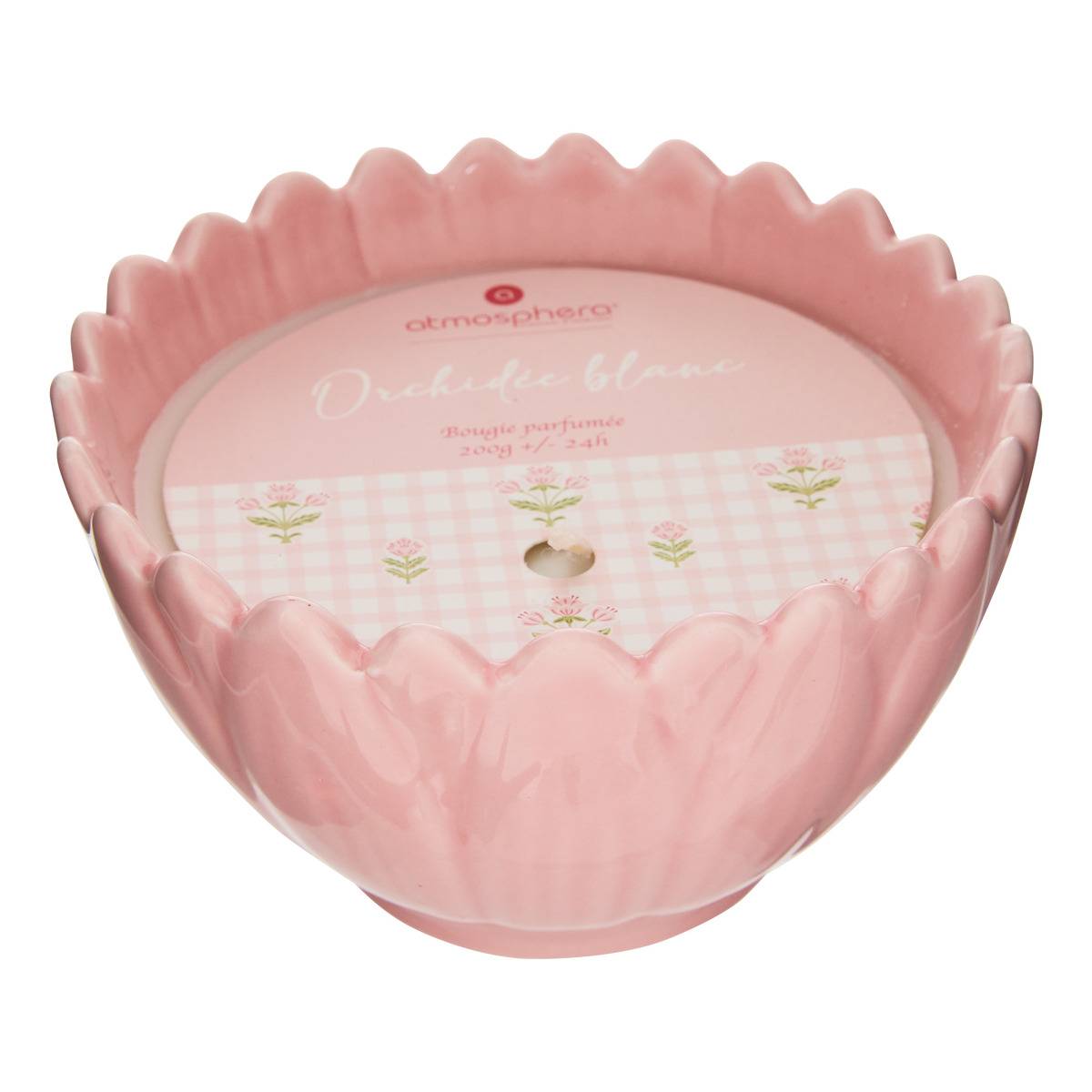 Bougie parfumée 2 mèches pot en céramique FLEUR DE ROSE, ATMOSPHERA