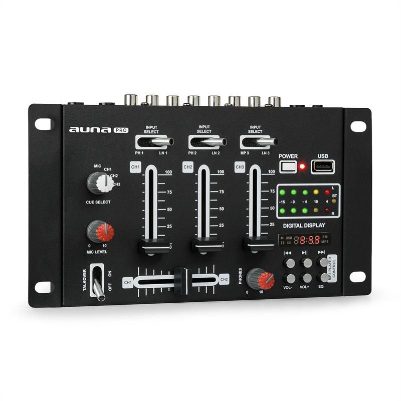 Auna Dj-21 Bt Dj-Mixer Table De Mixage Bluetooth Usb - Noir