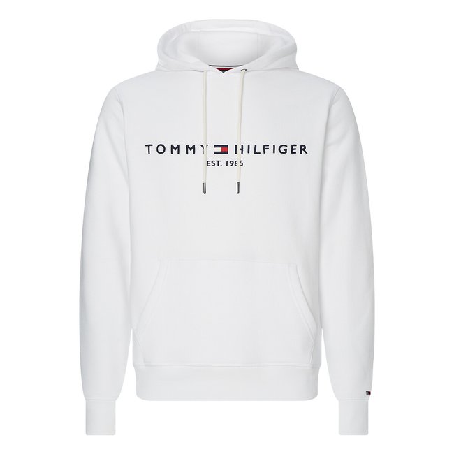 Tommy Logo Hoodie in Organic Cotton Mix, white, TOMMY HILFIGER