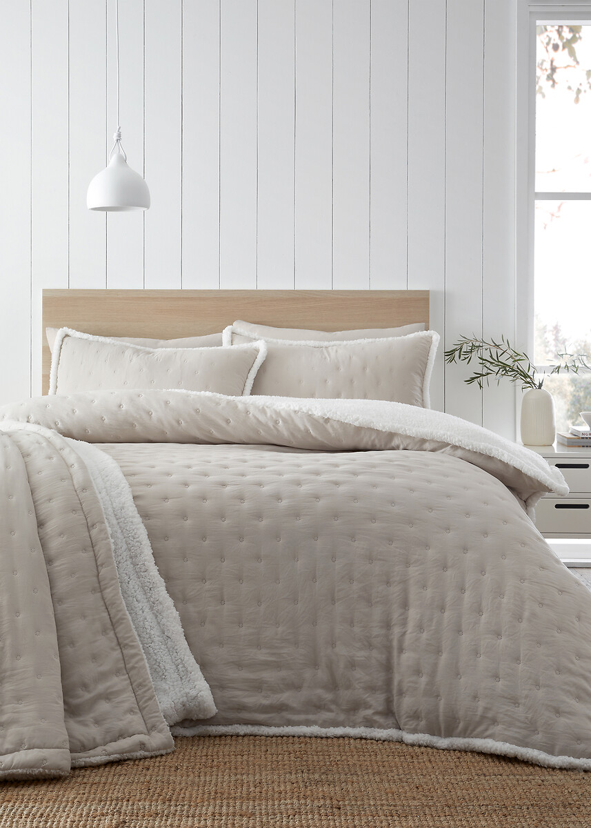 Cosy Nori Sherpa Duvet Cover and Pillowcase Set, CATHERINE LANSFIELD
