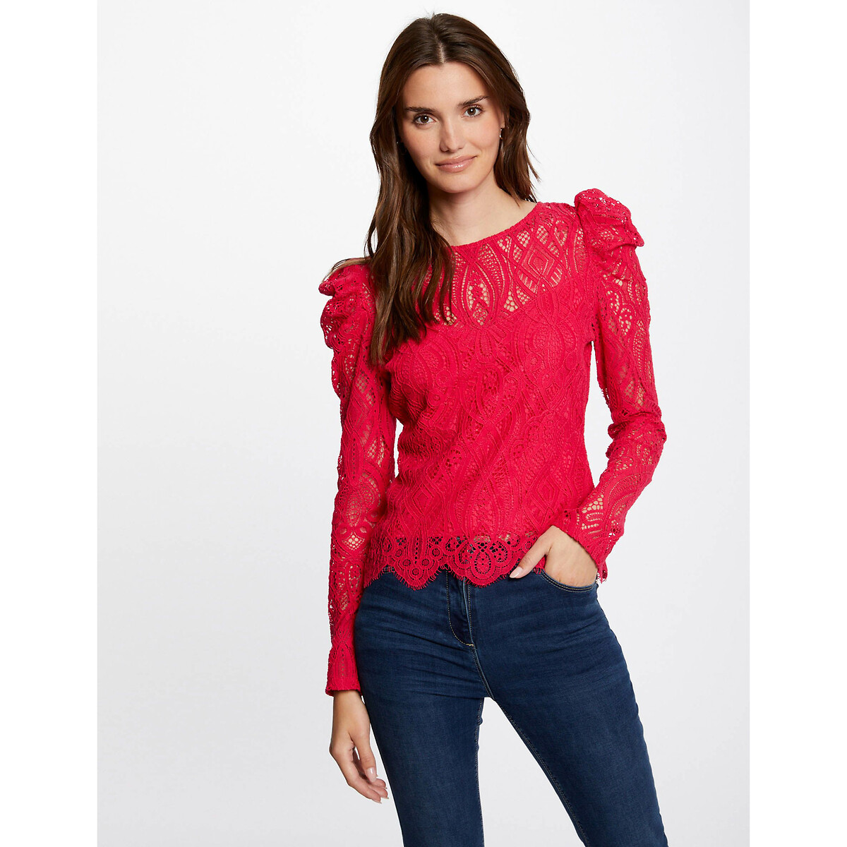 Crew Neck Blouse with Long Sleeves