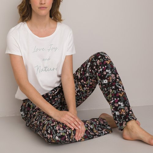Pyjamas with floral/squirrel print bottoms printed La Redoute Collections |  La Redoute