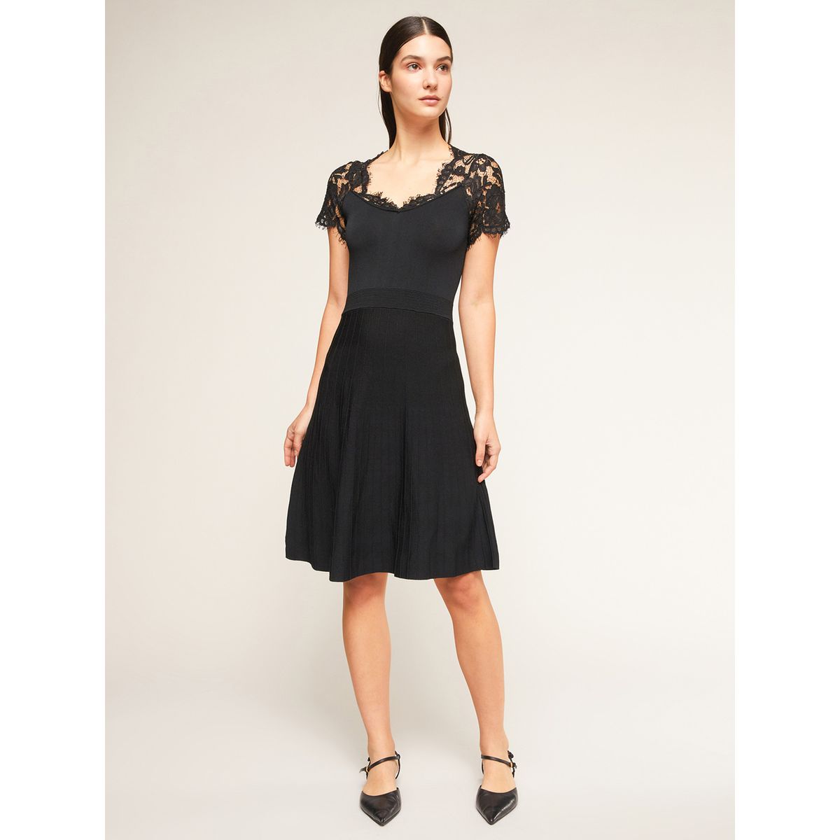 Robe pull dentelle noire La Redoute