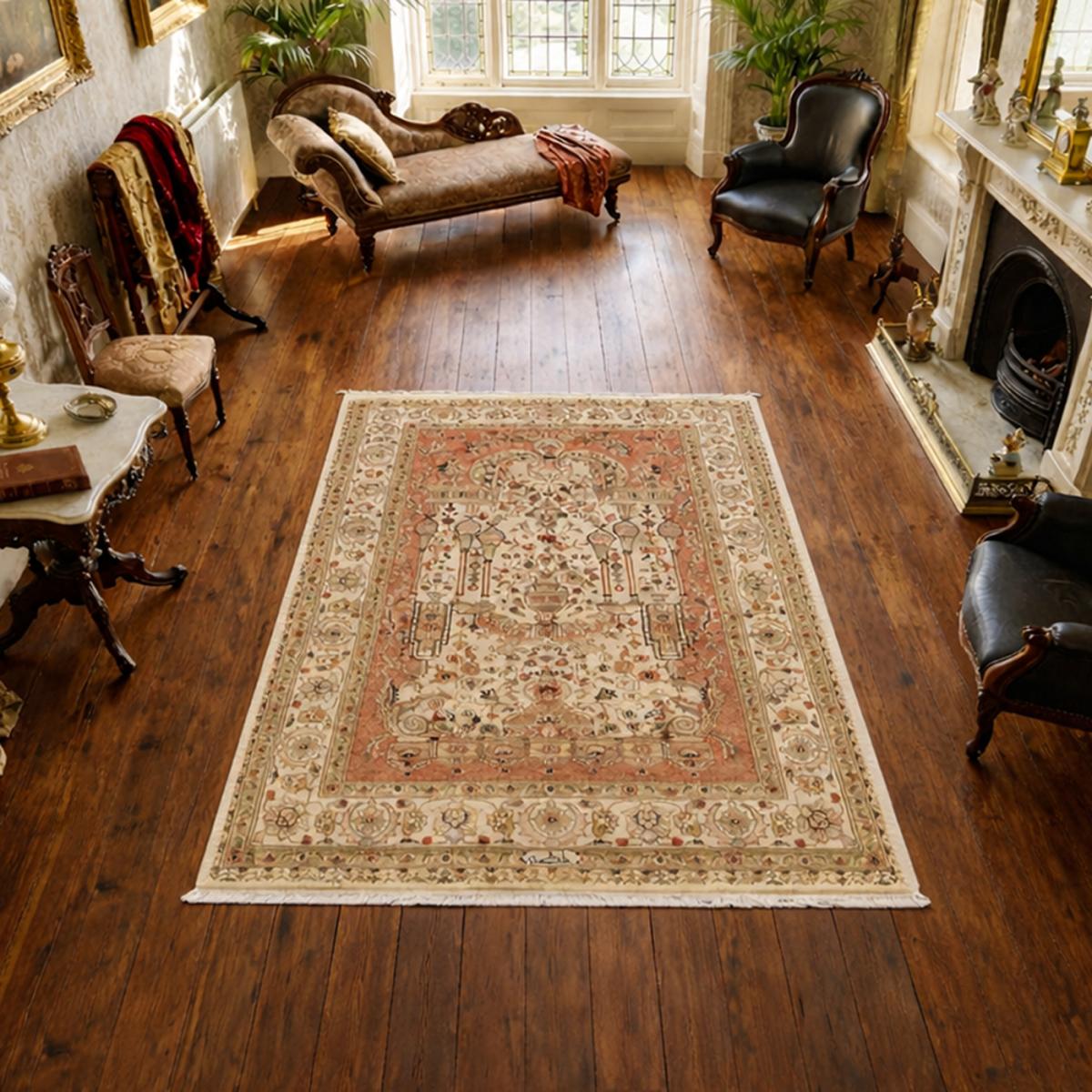 Authentique tapis d'Orient fait main en soie JIHANGIR 91, UN AMOUR DE TAPIS