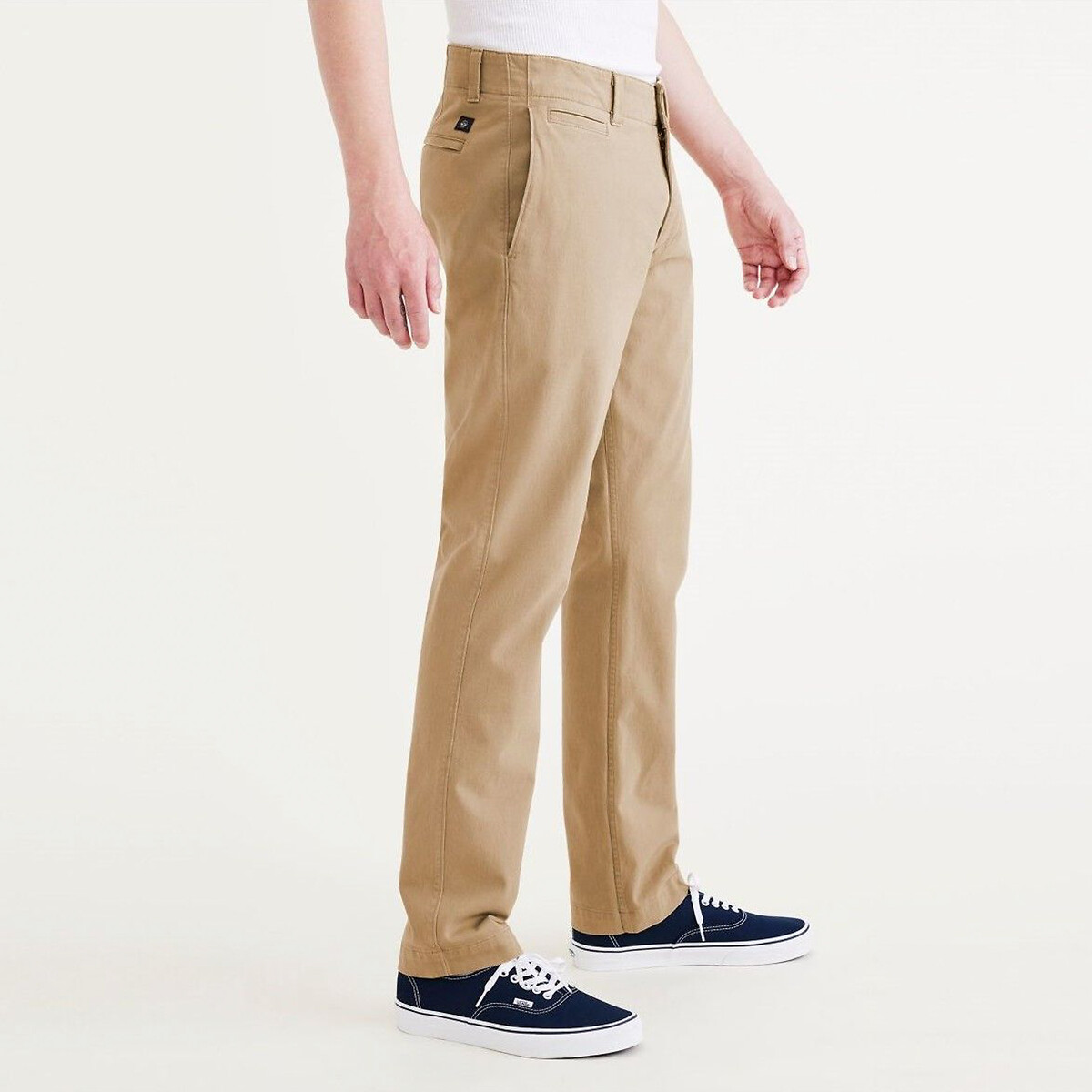 Image of California Khaki Cotton Trousers in Slim Fit