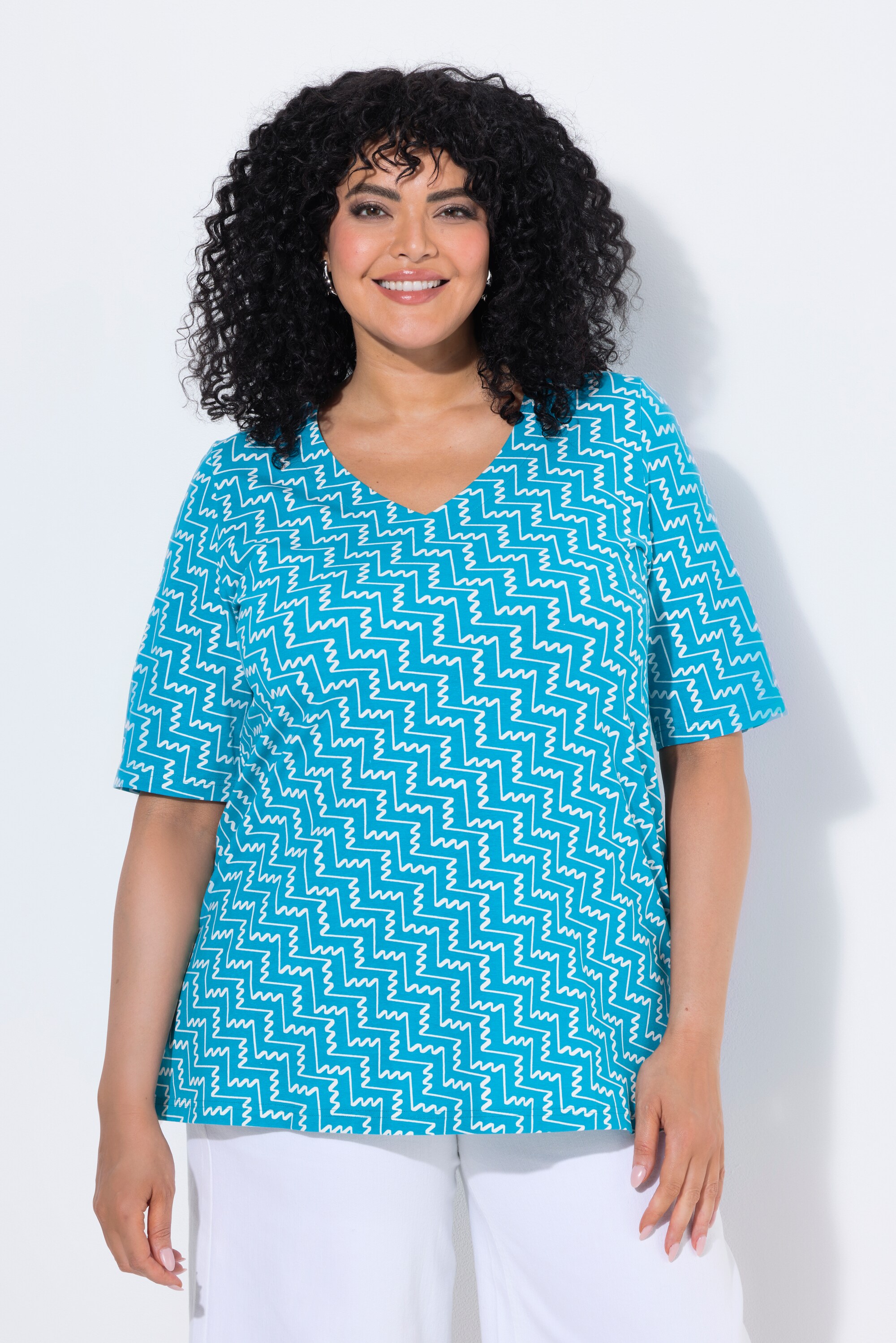 T-shirt à imprimé graphique. Col en V et, ULLA POPKEN