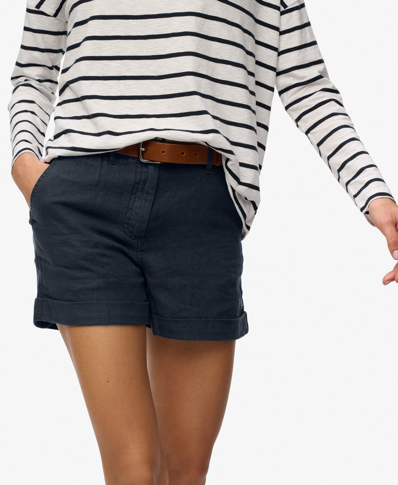 Short en lin taille mi-haute, SUPERDRY