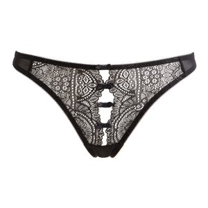 Lace and Tulle Thong with Cutout Front SUITE PRIVEE image