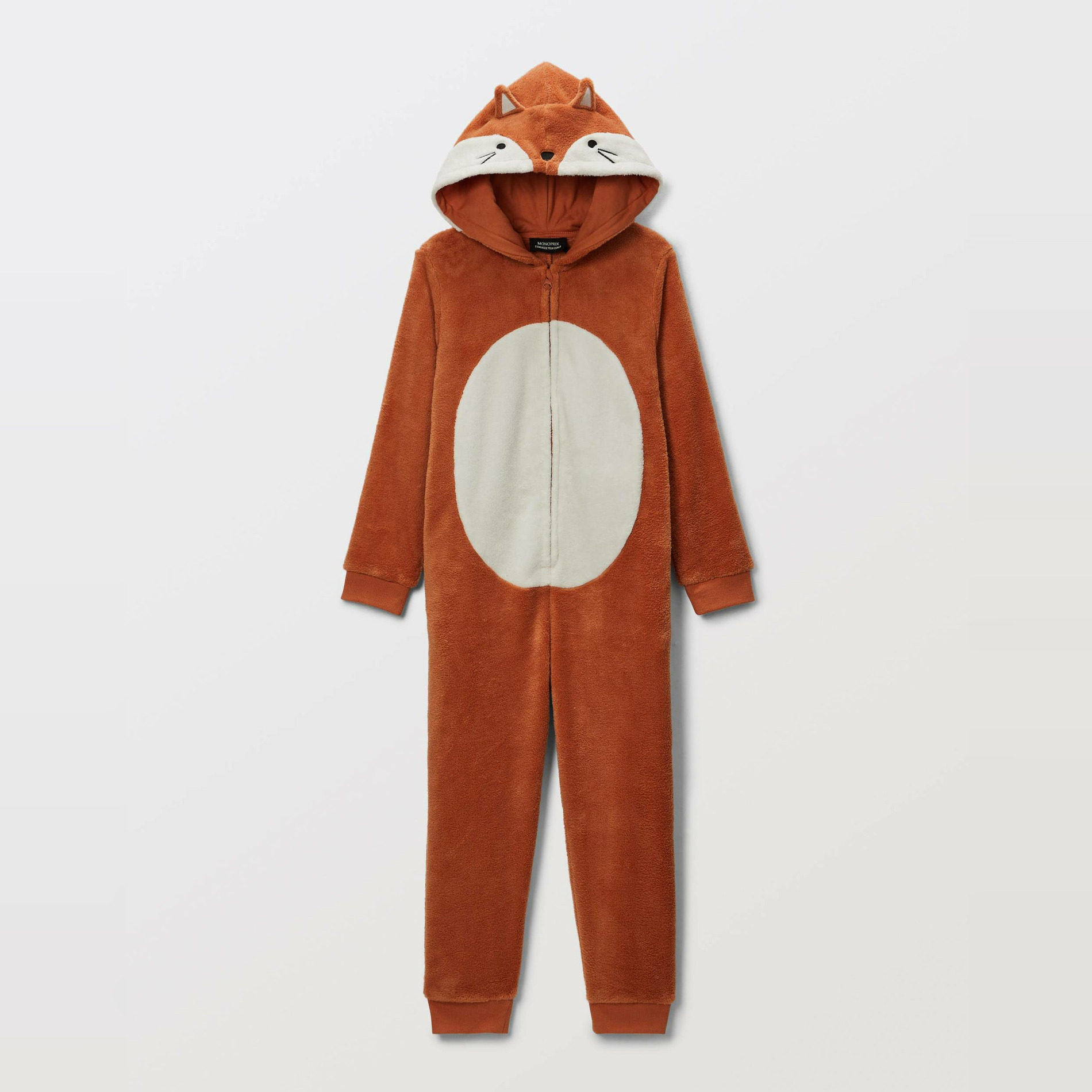 Combinaison renard à capuche en polaire, MONOPRIX