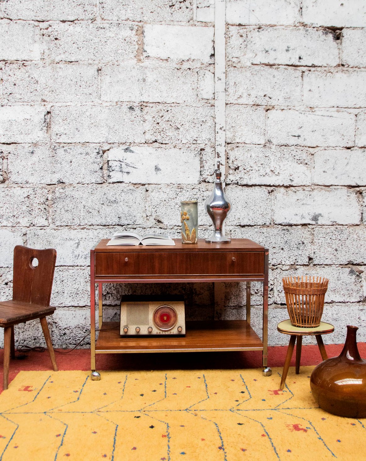 Console en métal et bois Hanna N°1256 - Bon état, DEBONGOUT