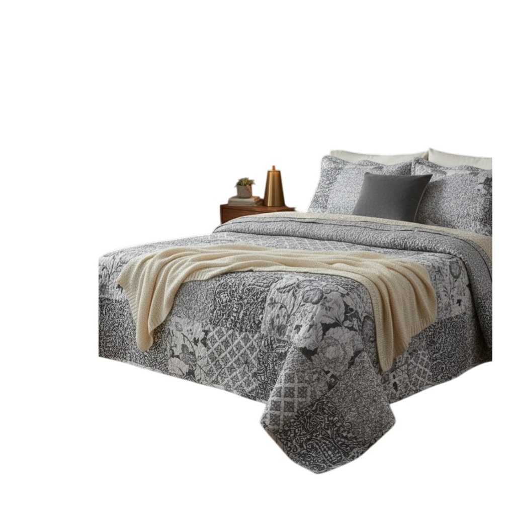 Couvre lit + taies floral Octavie, EDEN