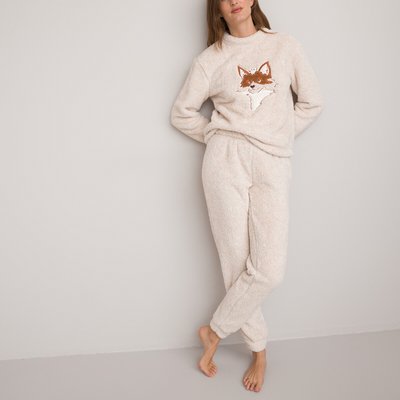 Pijama de punto efecto borrego, bordado LA REDOUTE COLLECTIONS