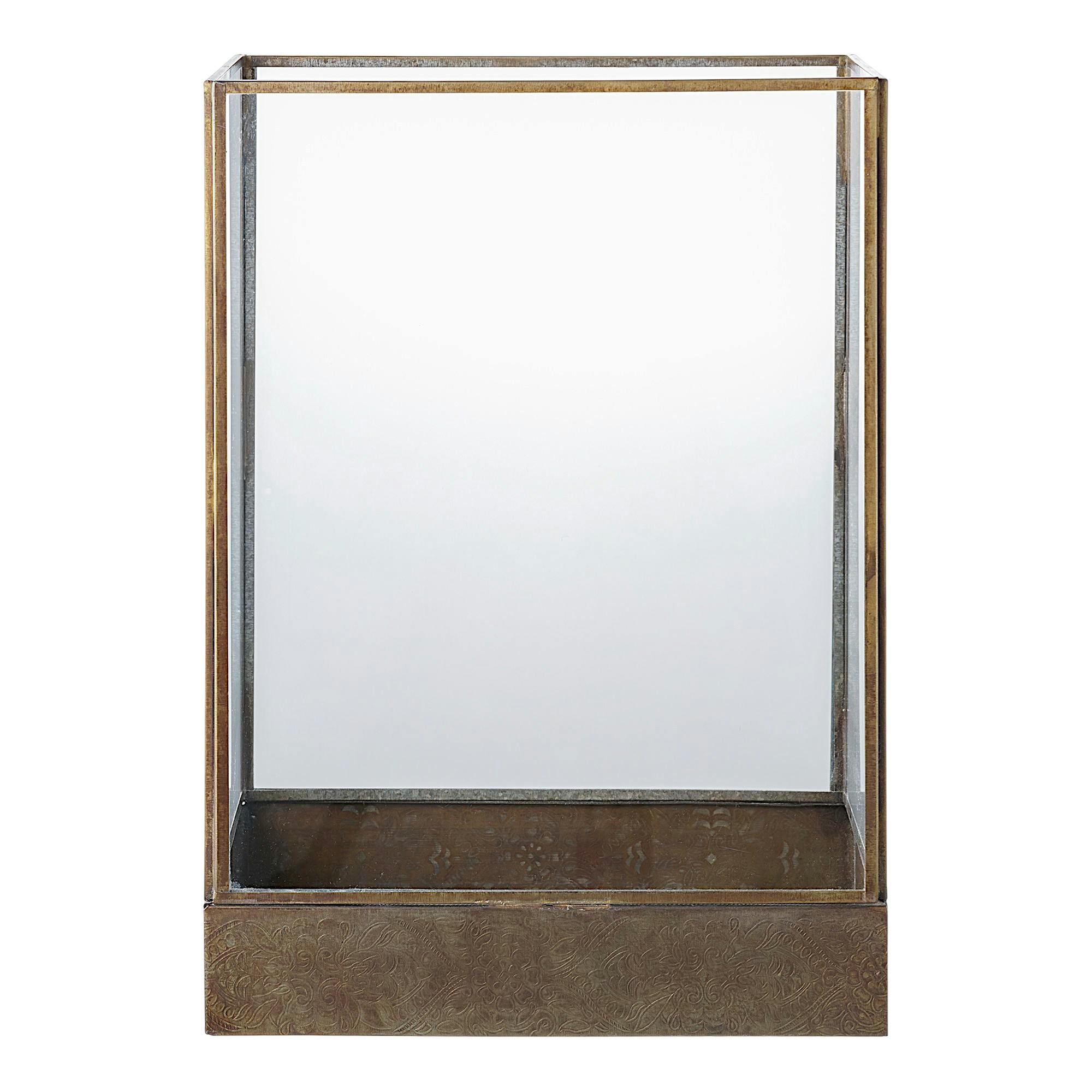 Lanterne vintage verre et métal gravé, forme rectangulaire, PIER IMPORT