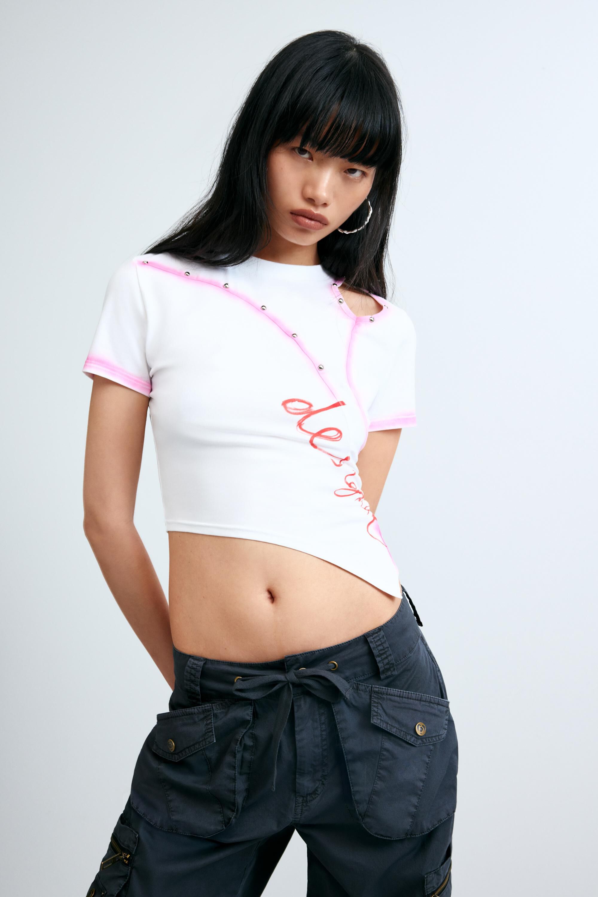 T-shirt asymétrique 100 % coton, DESIGUAL
