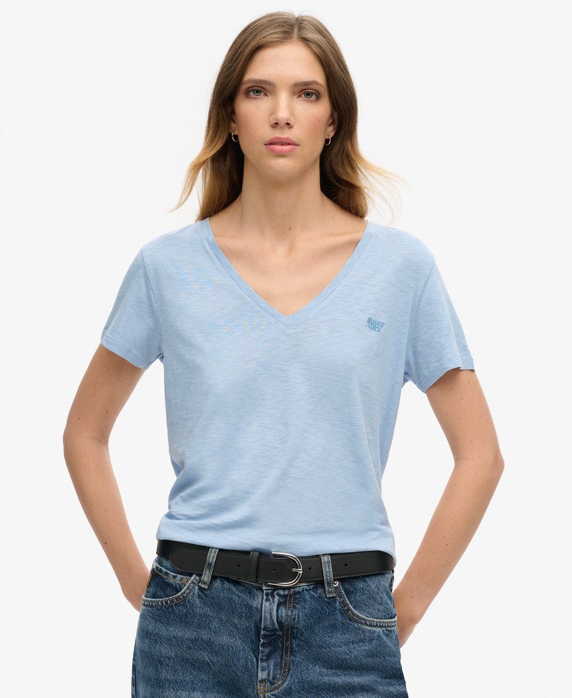 T-shirt uni col V, SUPERDRY