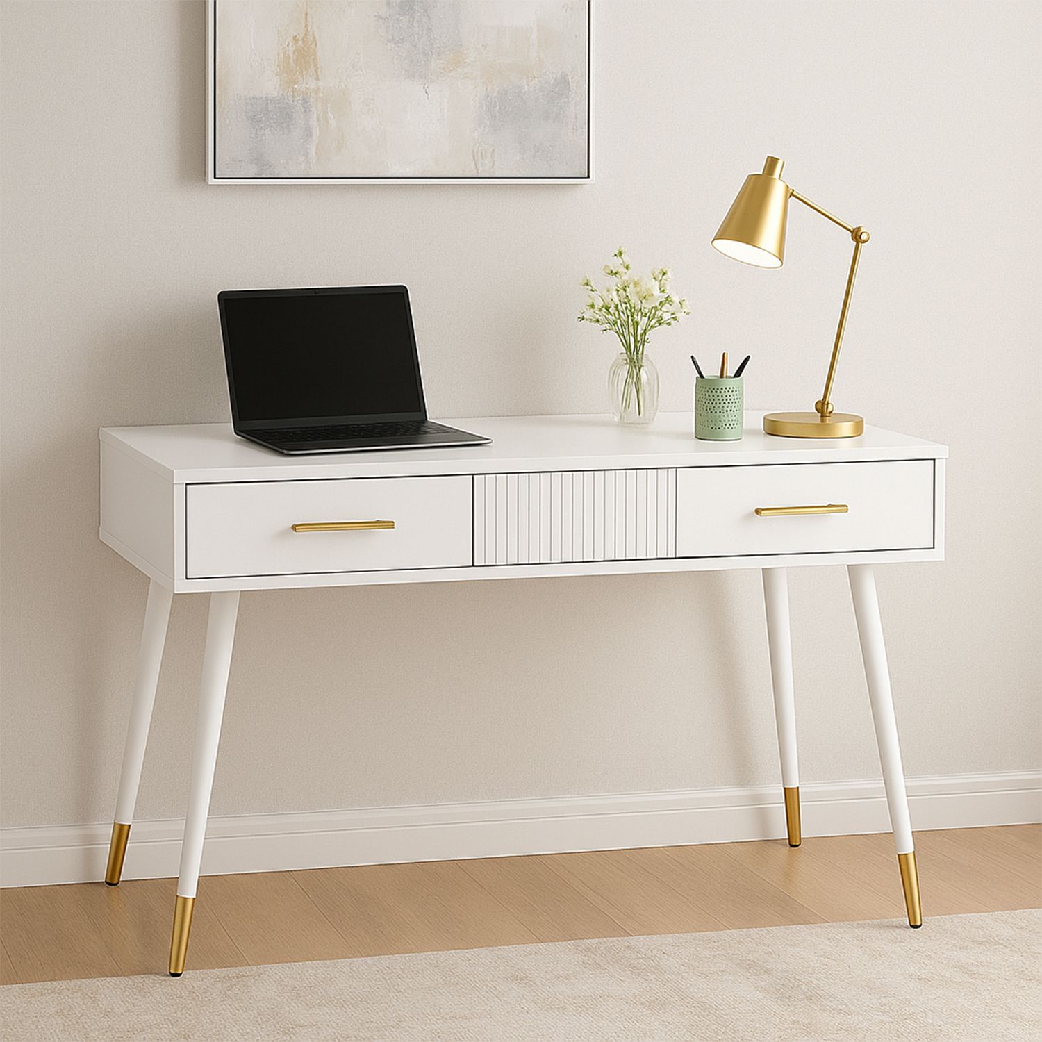 Bureau scandinave avec 2 tiroirs, ULTRAB OFFICE, MEUBLES COSY