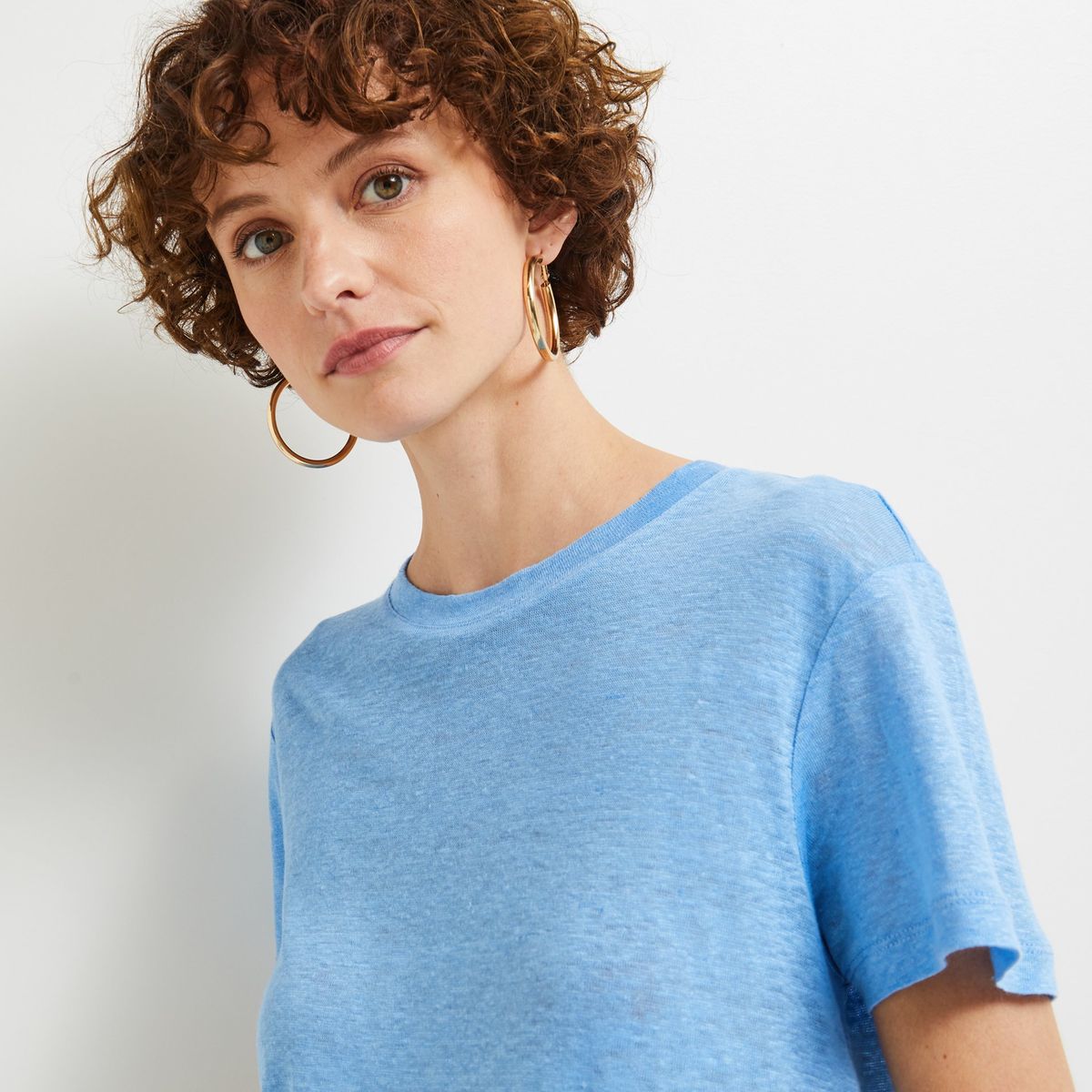 T shirt col rond en lin certifi european flax et oeko tex ocean