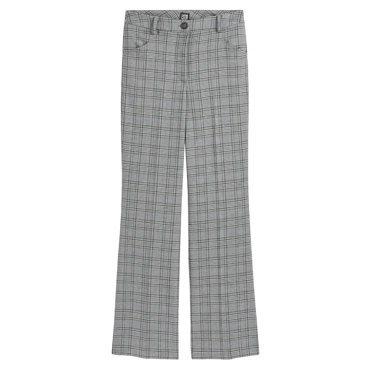 Flared Trousers in Prince of Wales Check, Length 30.5", LA REDOUTE COLLECTIONS