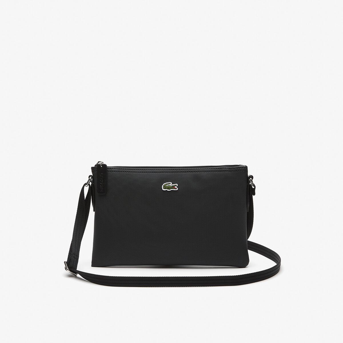 L1212 crossbody bag with embroidered logo, black, Lacoste