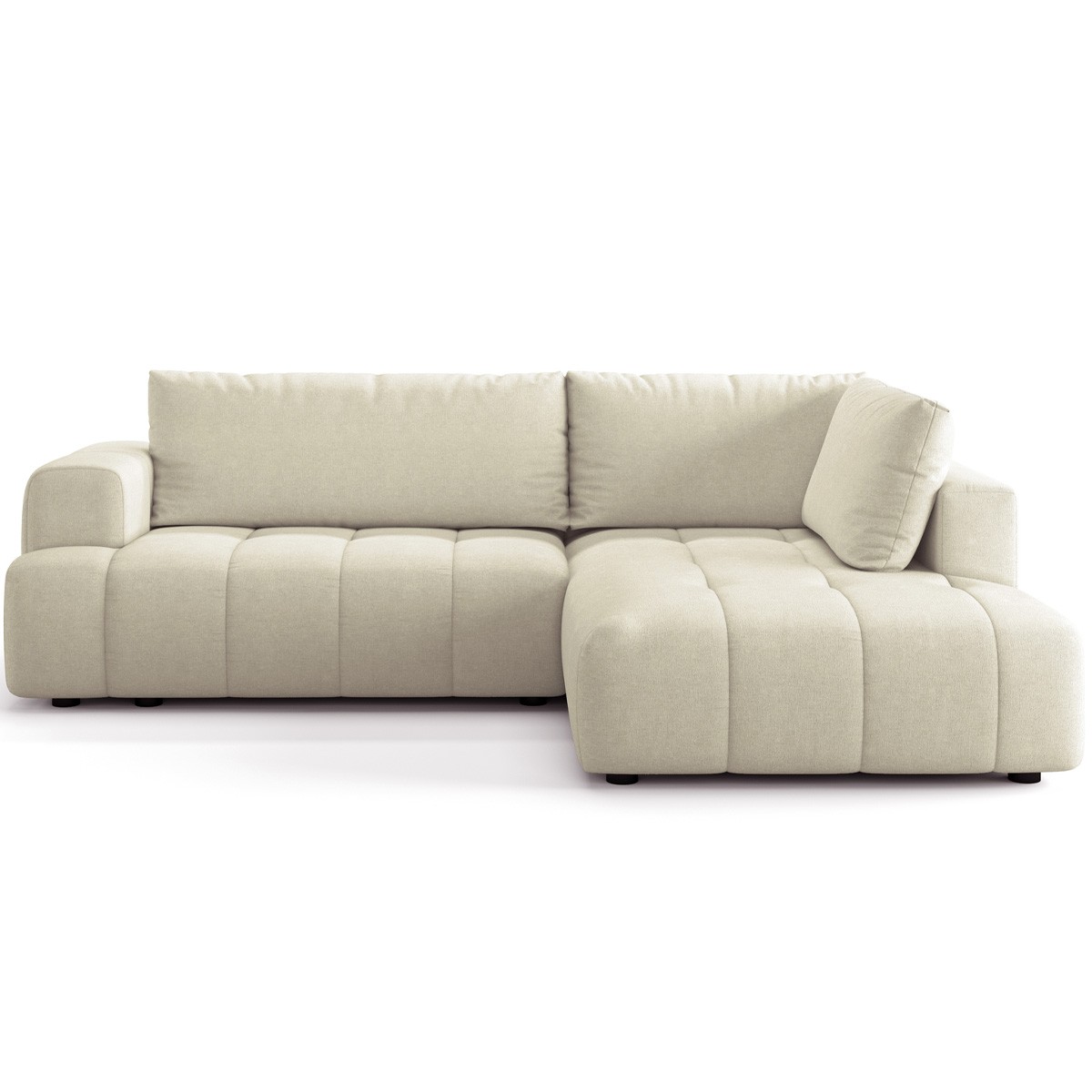 Canapé d'angle droit convertible 4 places en tissu chenille - ouverture rapide - BRERA, HOMIFAB