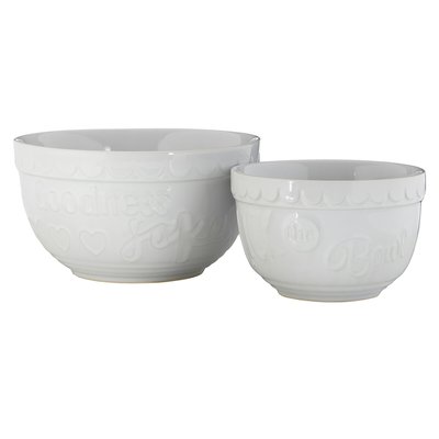 Set of 2 Round Mixing Bowls in White SO'HOME