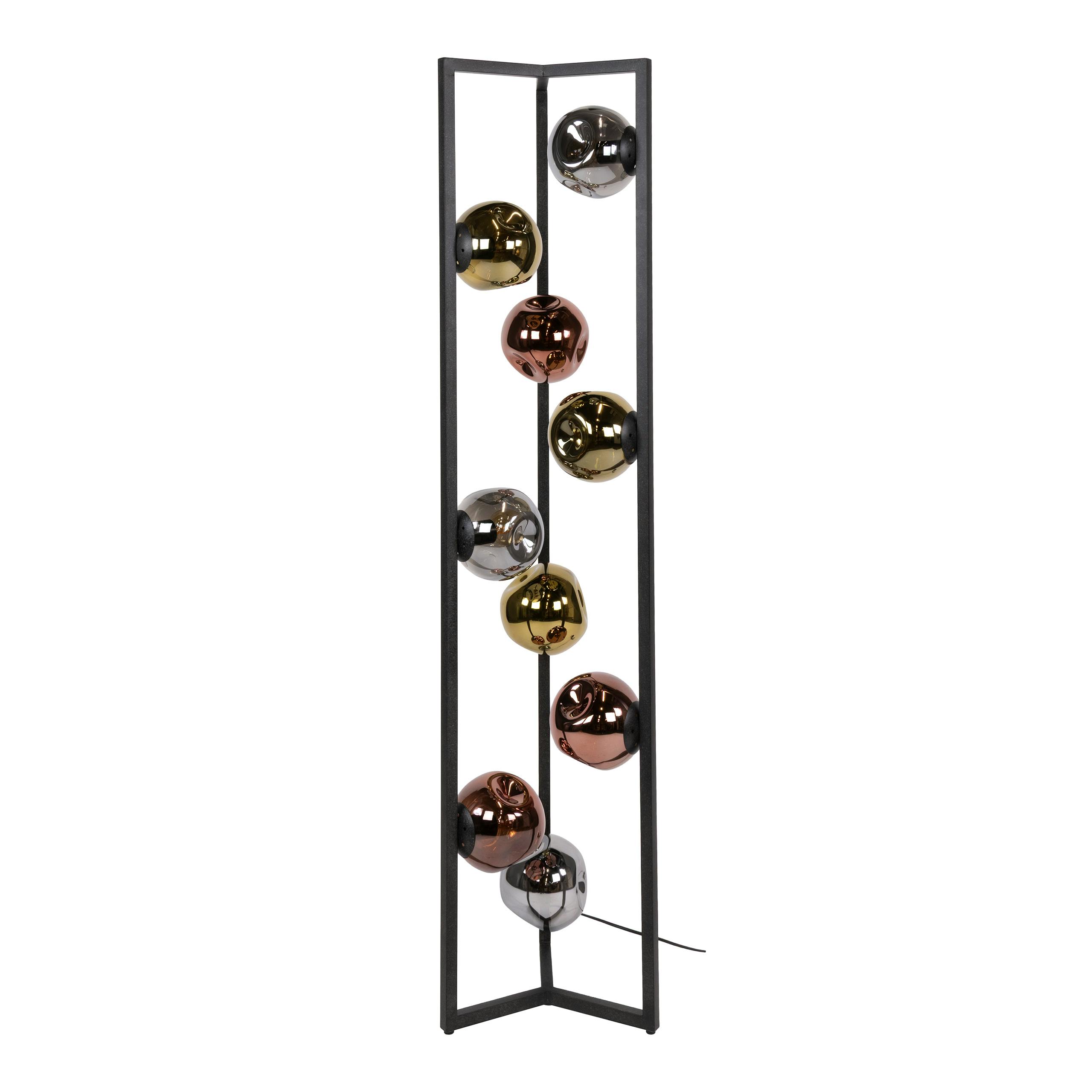 Lampadaire design verre métal 9 globes tricolores NIAGARA, PIER IMPORT