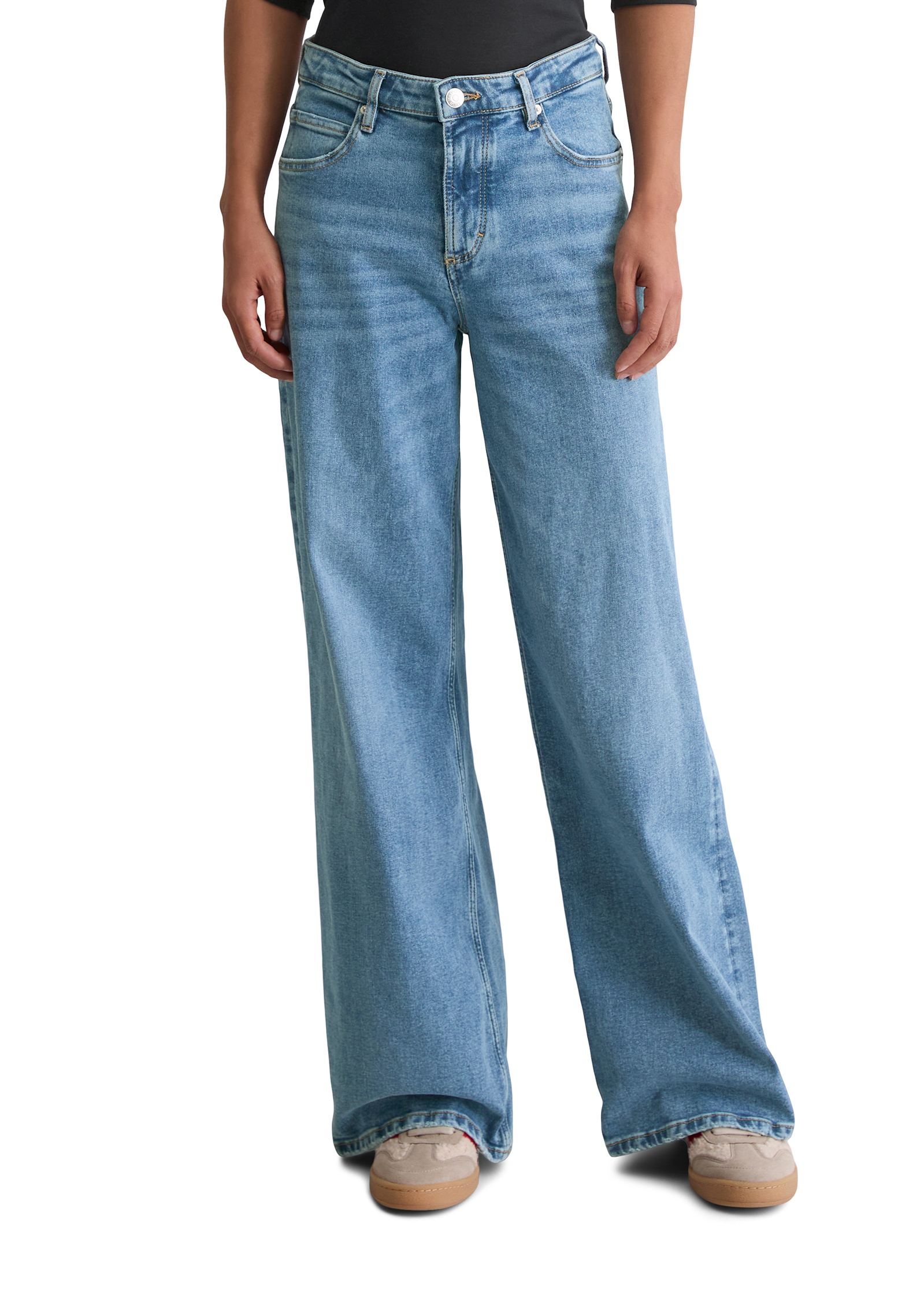 Jeans modèle Lania large en coton organique et polyester stretch, MARC O'POLO