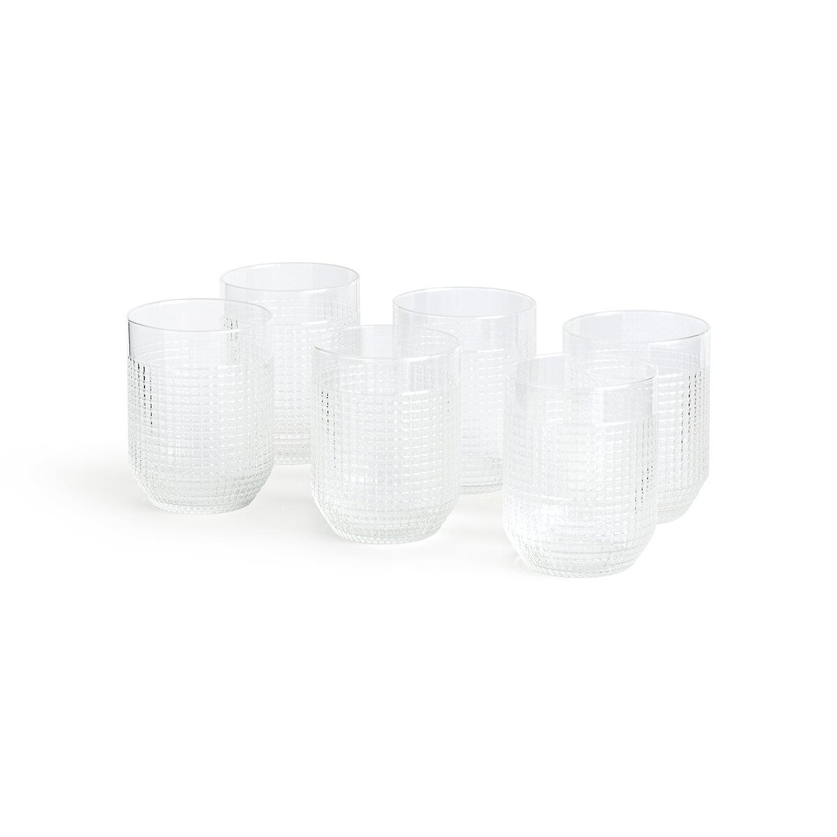 Set of 6 Weffle Straight Textured Glass Tumblers