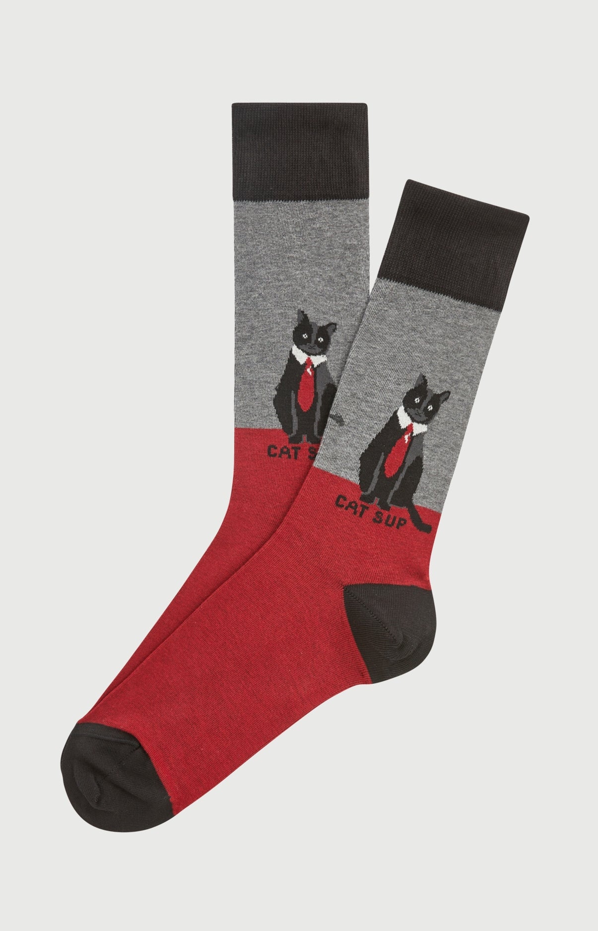 Chaussettes en coton imprimé Cat sup Gris, ARTHUR