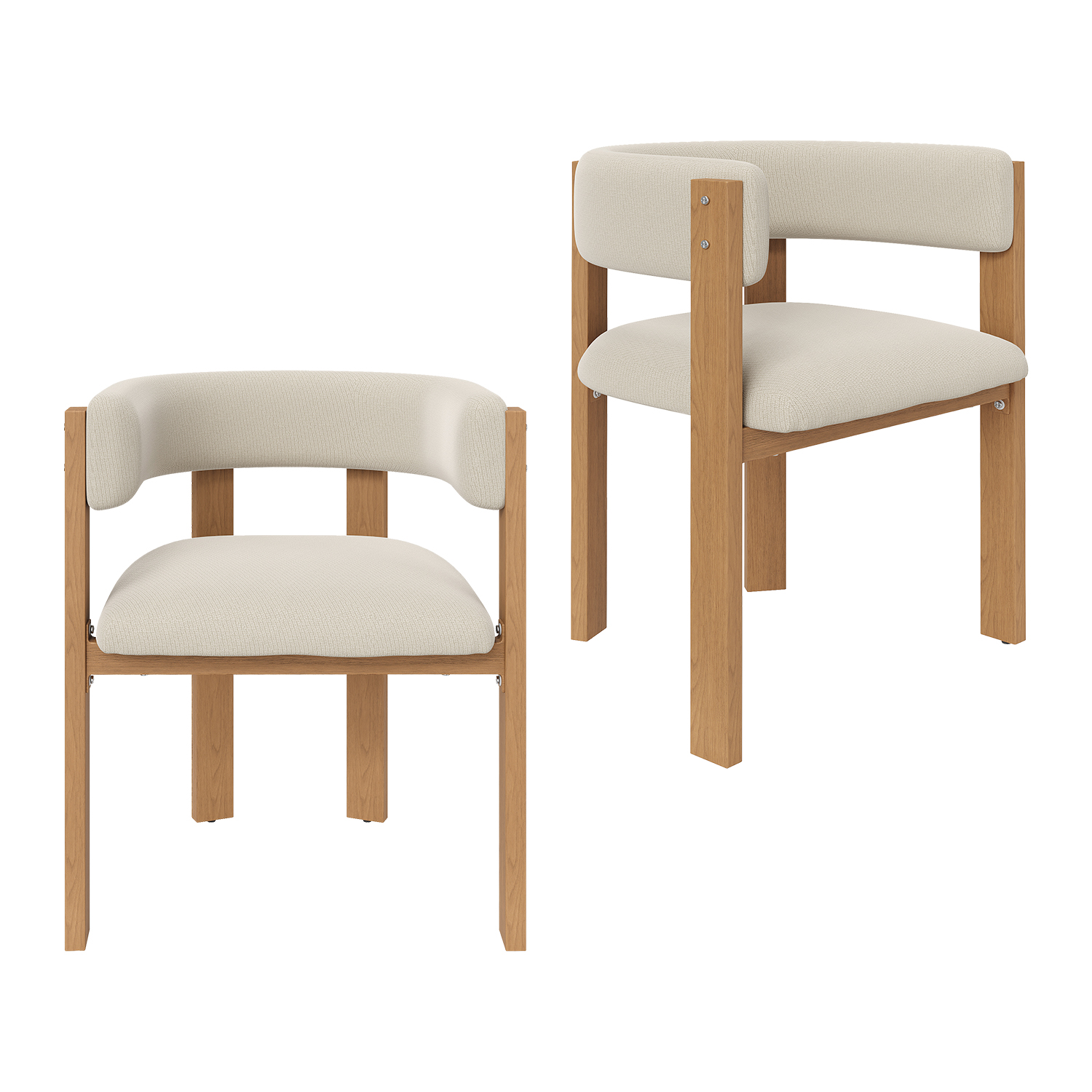 Lot de 2 chaises de salle à manger modernes en tissu flanelle, ONDINE, MEUBLES COSY