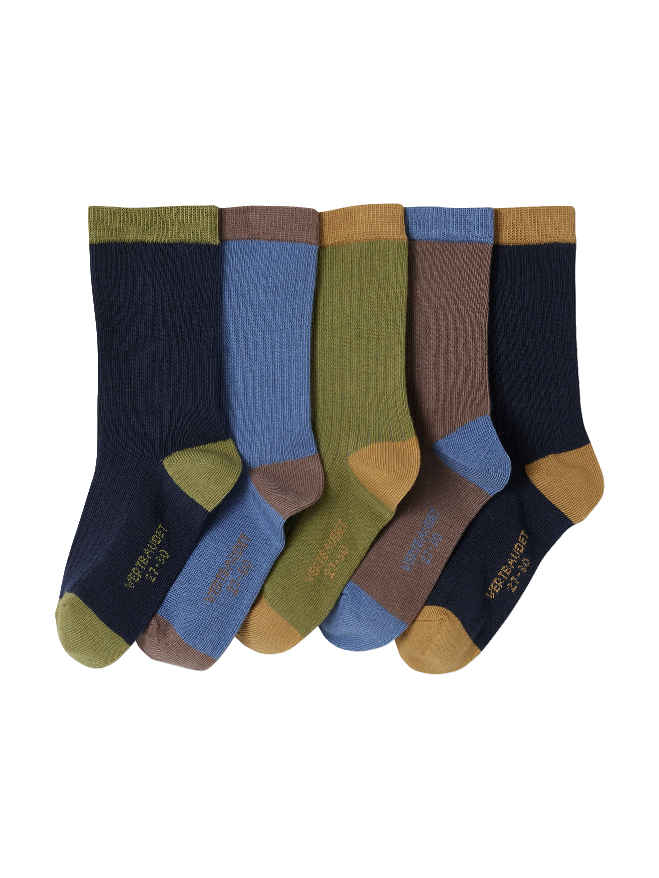 Lot de 5 paires de chaussettes en côtes bicolores, VERTBAUDET