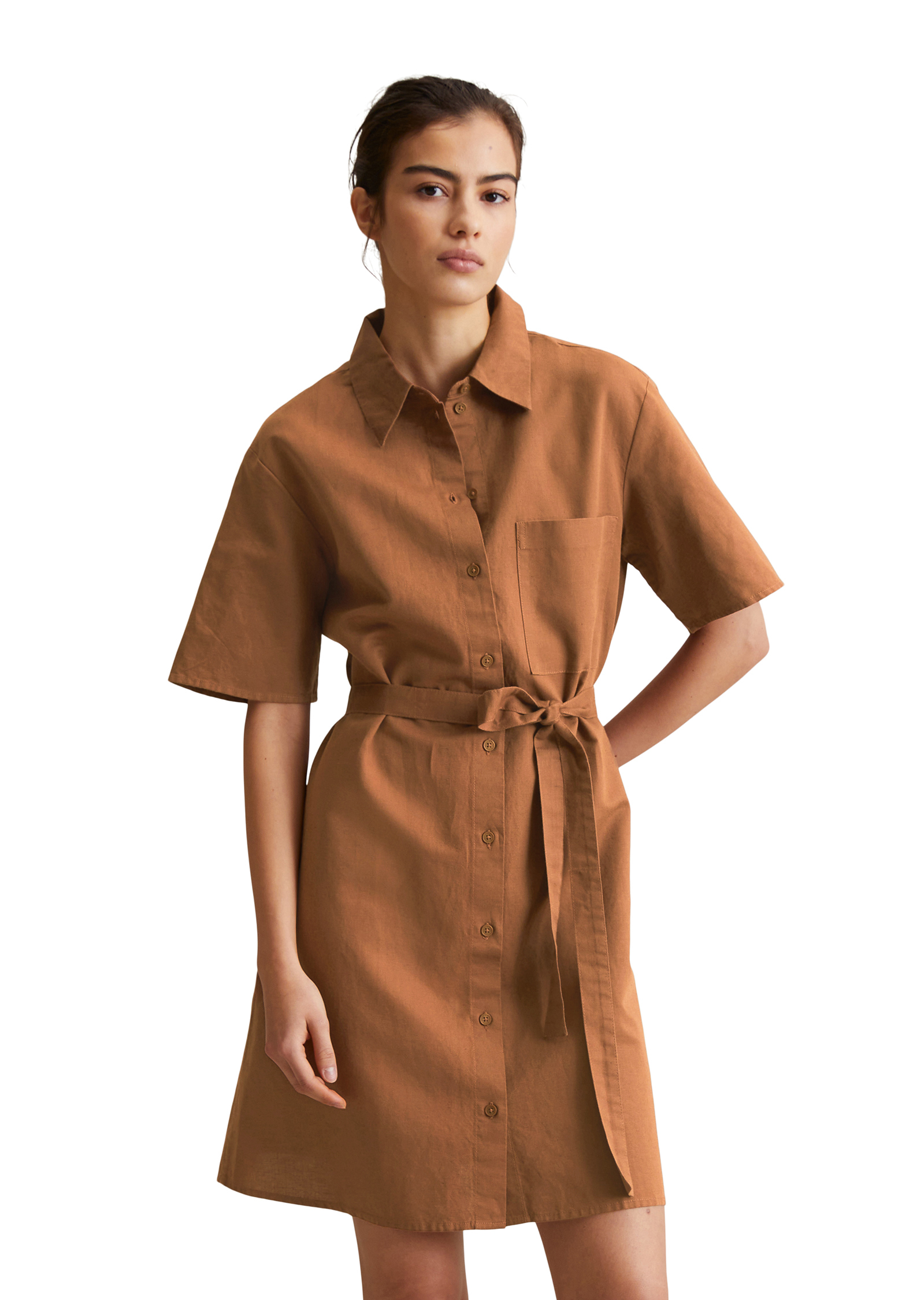 Robe chemisier relaxed en mélange de lin et de coton, MARC O’POLO DENIM
