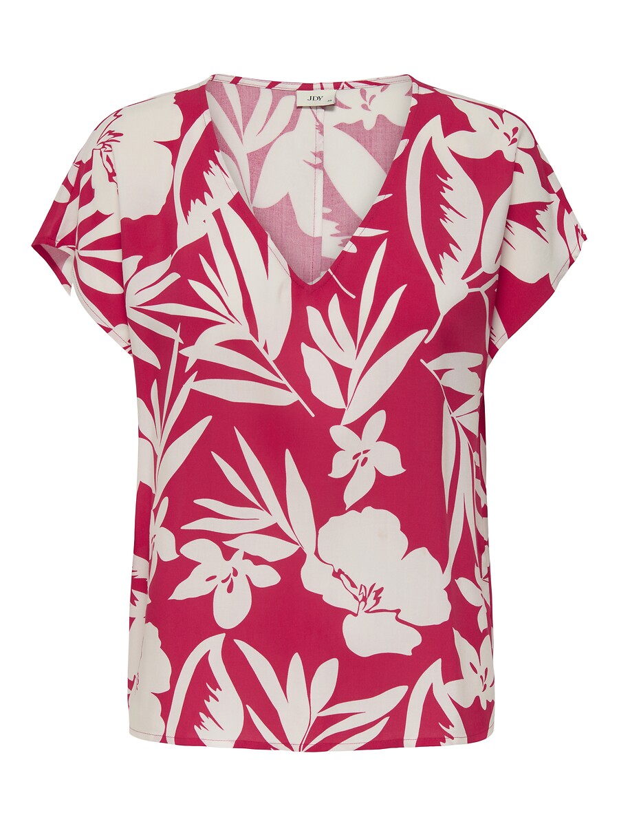 Blouse met korte mouwen en V-hals